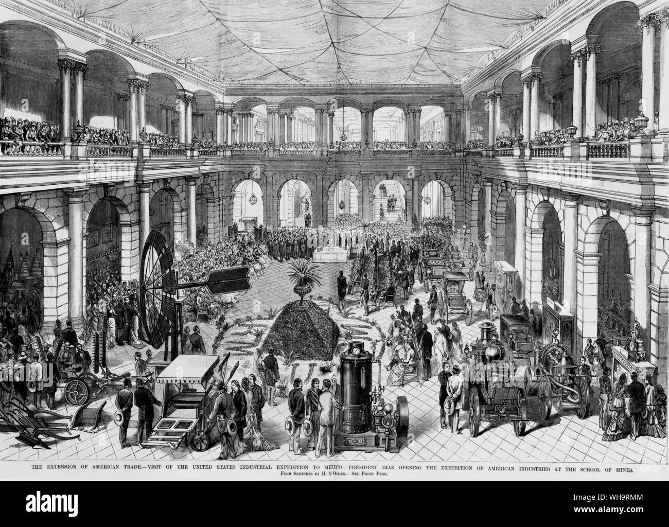 "L'extension du commerce américain - visite de l'expédition au Mexique États-unis - Président Diaz l'ouverture de l'exposition des industries américaines à l'école des mines". Banque D'Images