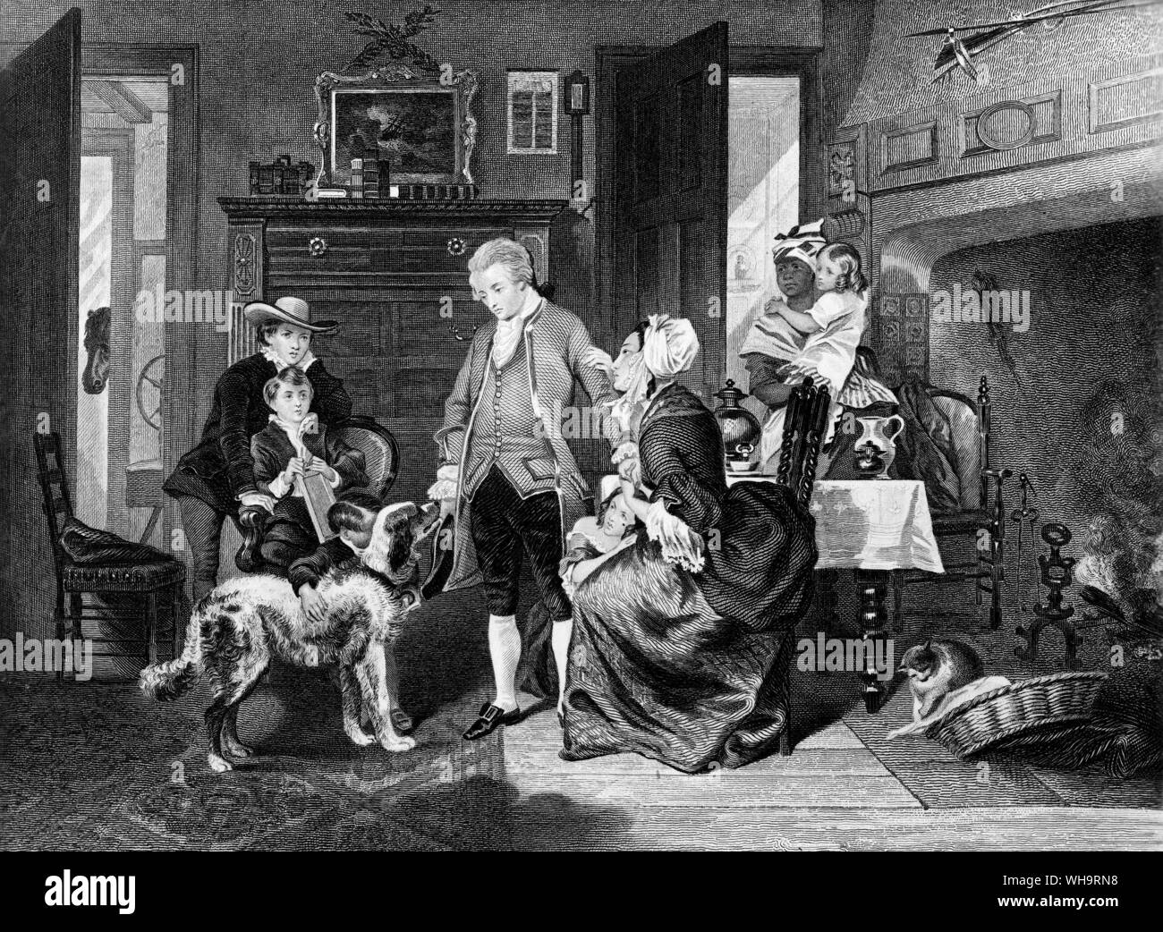 "George Washington's interview avec sa mère". Mme Washington influe sur son fils, George de ne pas aller à la mer comme aspirant. Banque D'Images