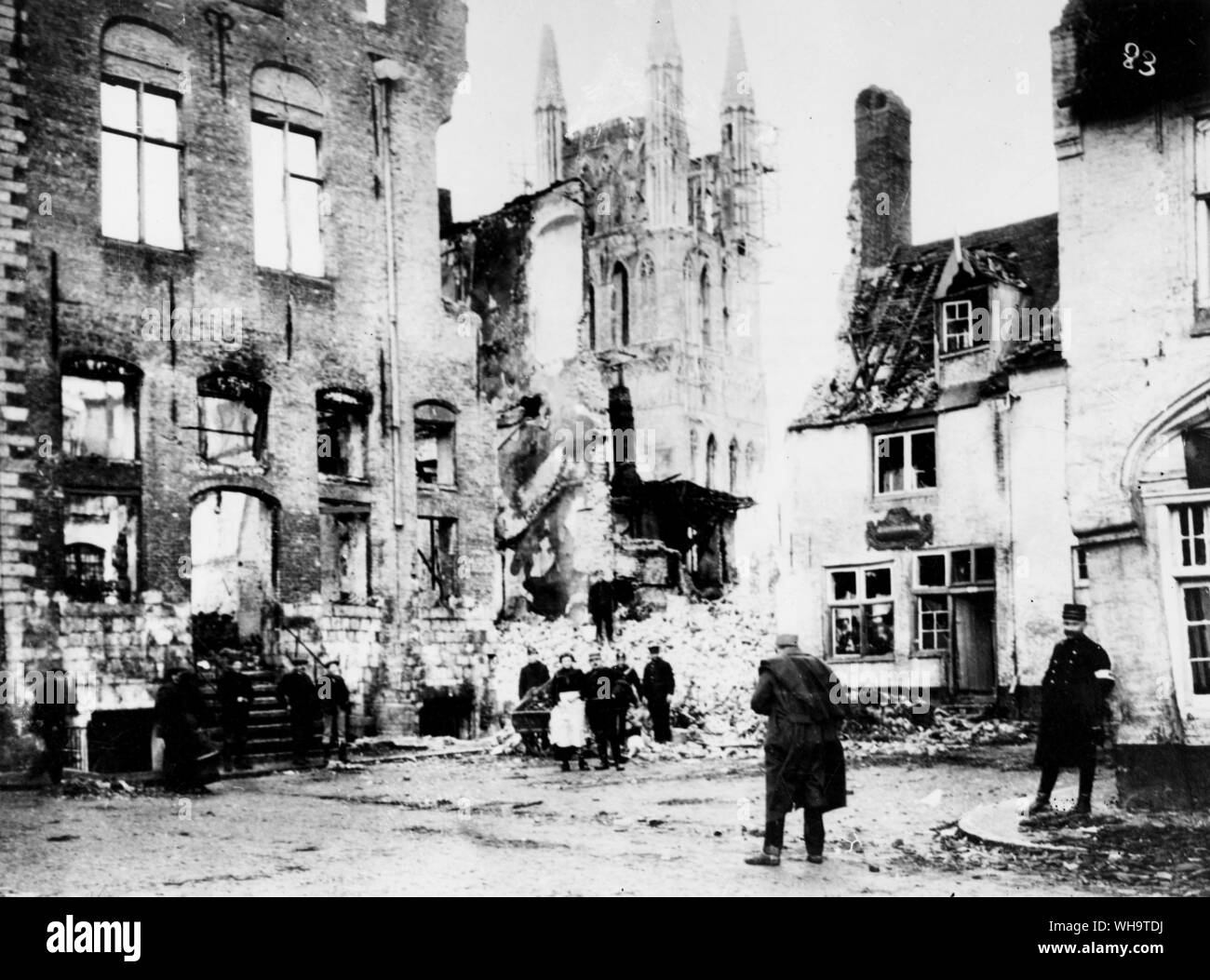 WW1 : ruines de l'Ypres Musée. 1914. Banque D'Images