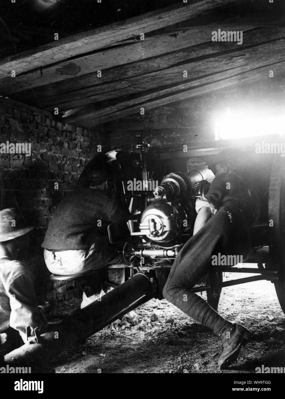 WW1/France : Bataille de la Lys. 18 livres de munitions dans un enclos. Près de St Floris, mai 1918. Banque D'Images