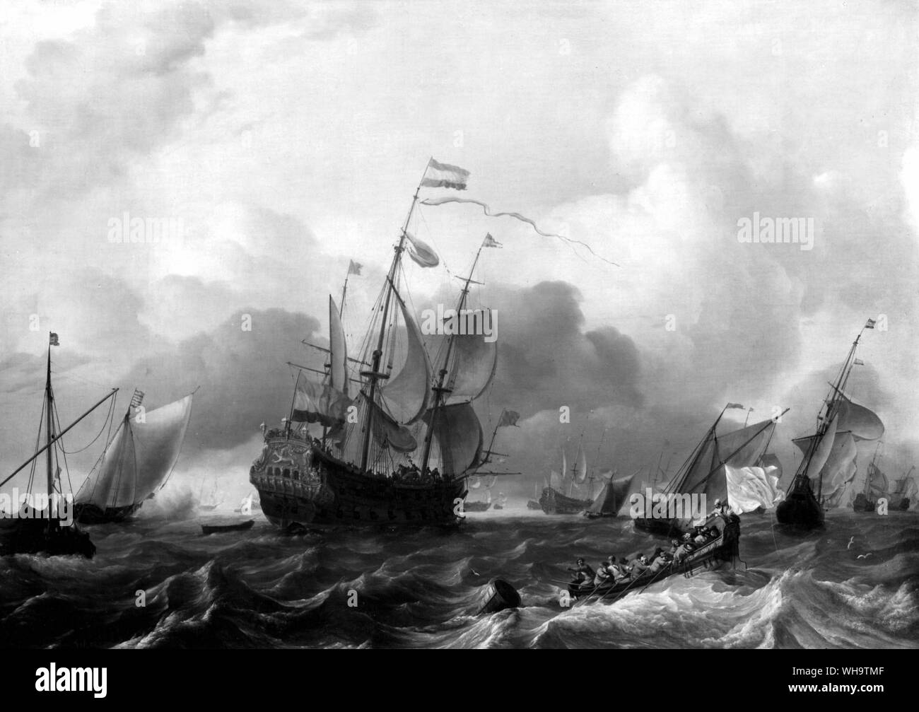 L'Eendracht néerlandais et d'une flotte de navires de guerre avant que le vent par Ludolf Bakhuizen (1631-1708). Banque D'Images