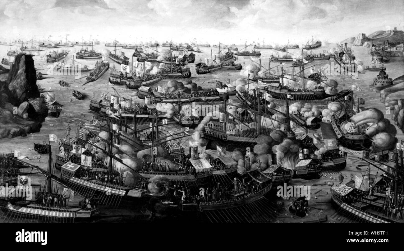 La guerre navale, 16e siècle : Bataille d'Lepanio, 1571 Banque D'Images