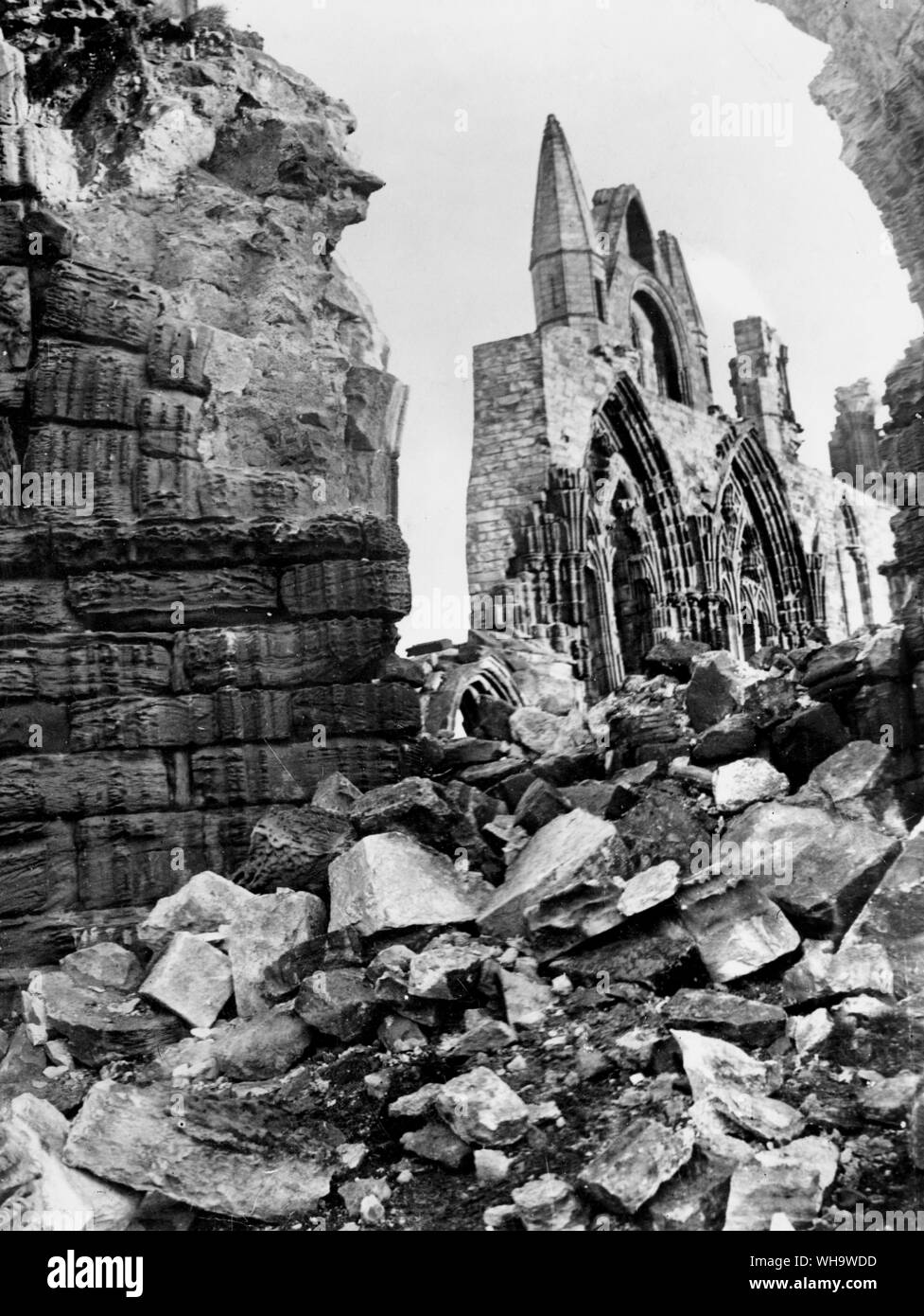 WW1 : ruines de l'abbaye de Whitby, 1914. Banque D'Images