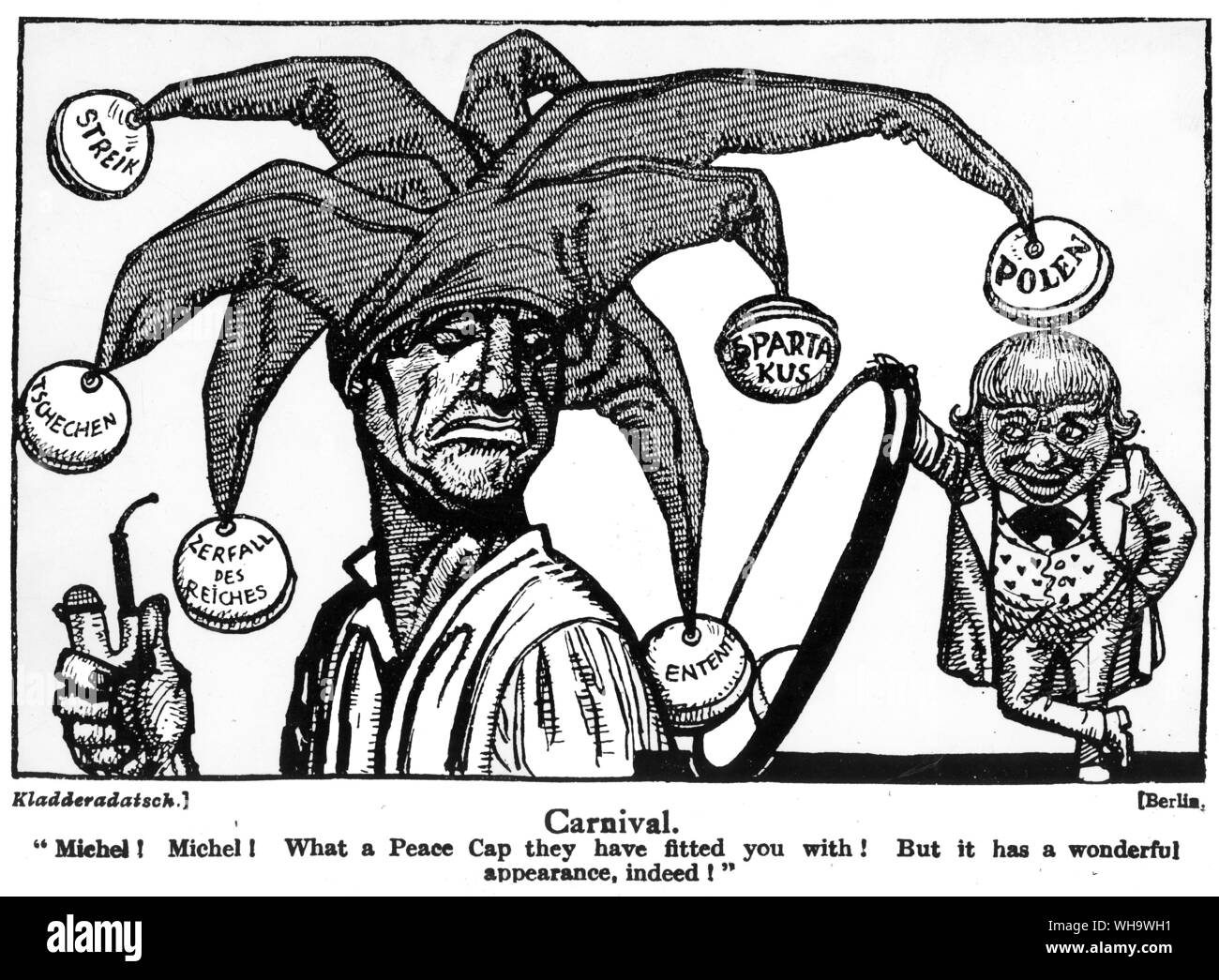 WW1/ Carnaval. Caricature allemande. Banque D'Images