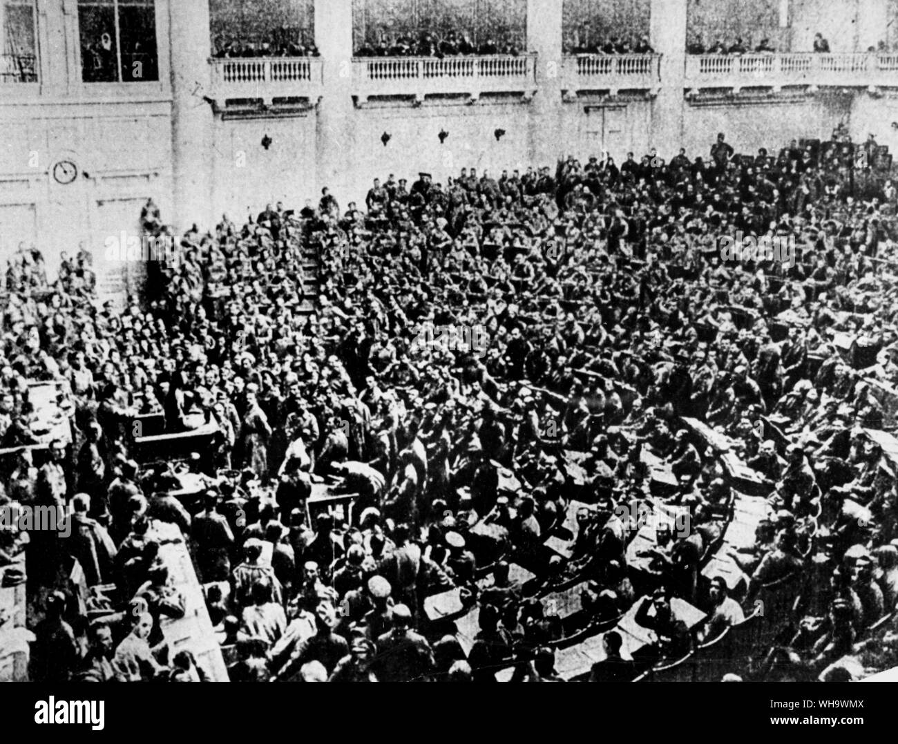 WW1/ les travailleurs et les soldats soviétiques se rassembleront à Moscou, 1917. Banque D'Images