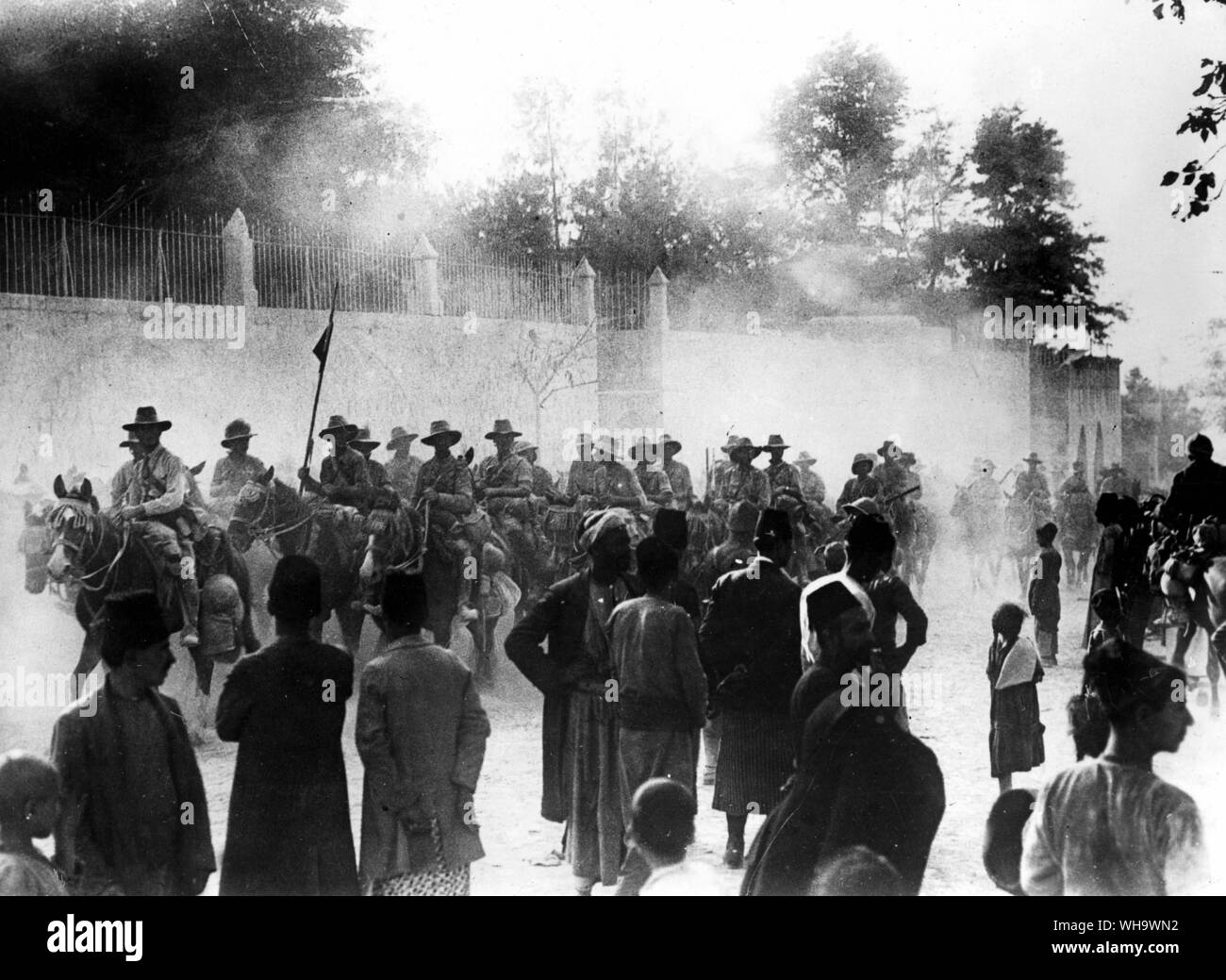 WW1 : Australian "Light", l'entrer dans Naplouse. Septembre 21E1918. Banque D'Images