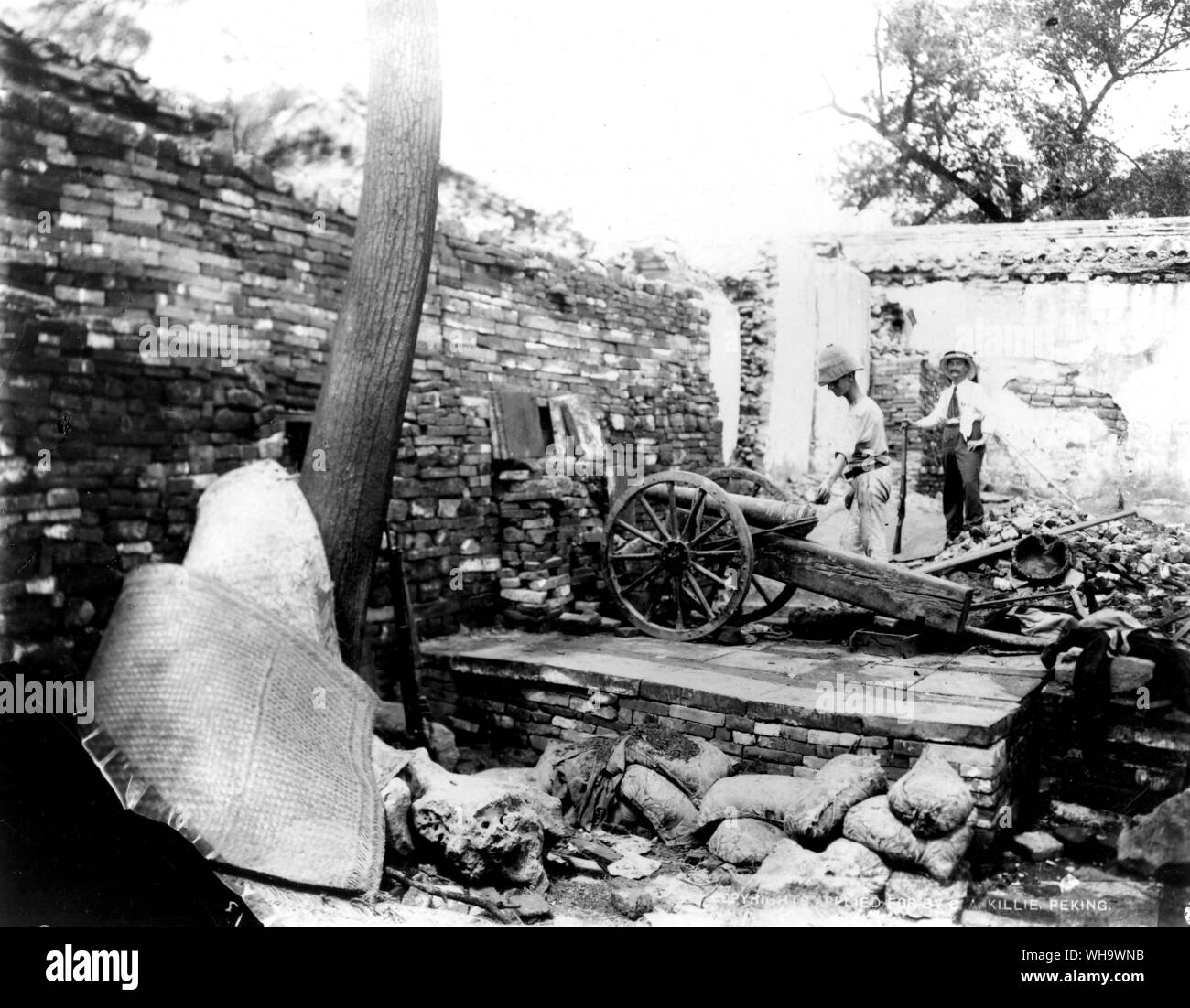 WW1/Chine : Siège de la légations étrangères, Pékin 1900. Betsy, le fusil fait maison, faite par HS Maunes et utilisé par les gardes de la Légation britannique. Banque D'Images