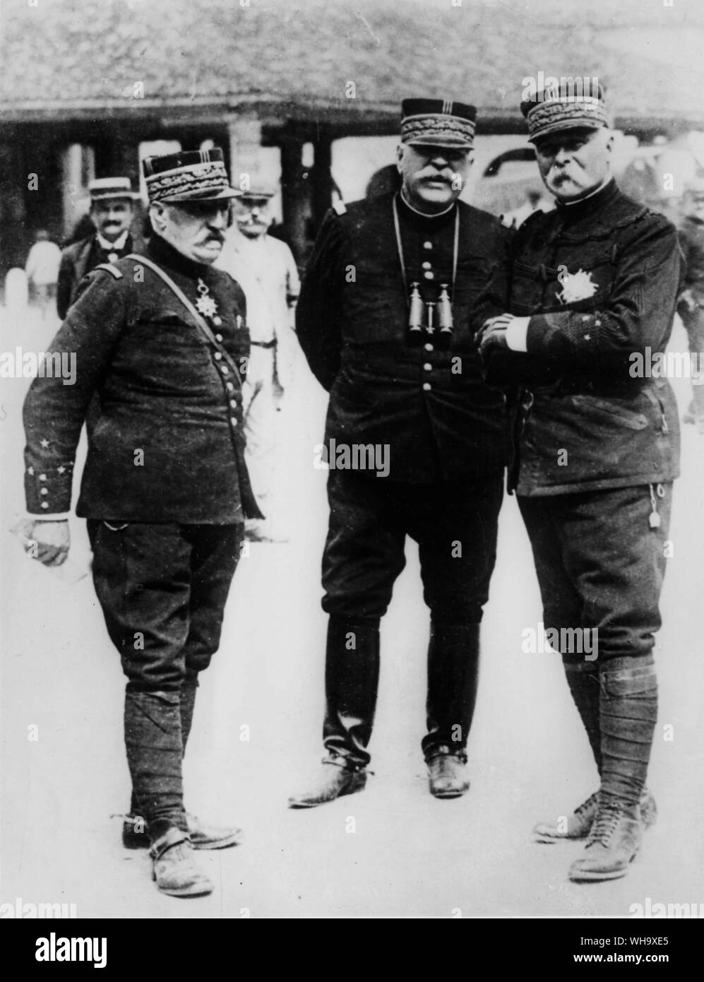 WW1:Generals De Castelnau, Joffre et Pau. Front de l'Ouest, févr. 1915. Banque D'Images
