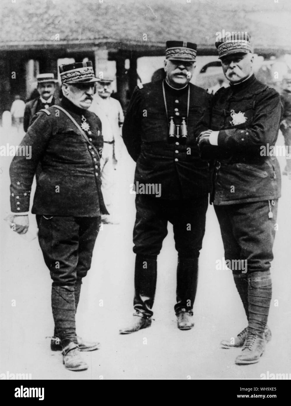 WW1:Generals De Castelnau, Joffre et Pau. Front de l'Ouest, févr. 1915. Banque D'Images
