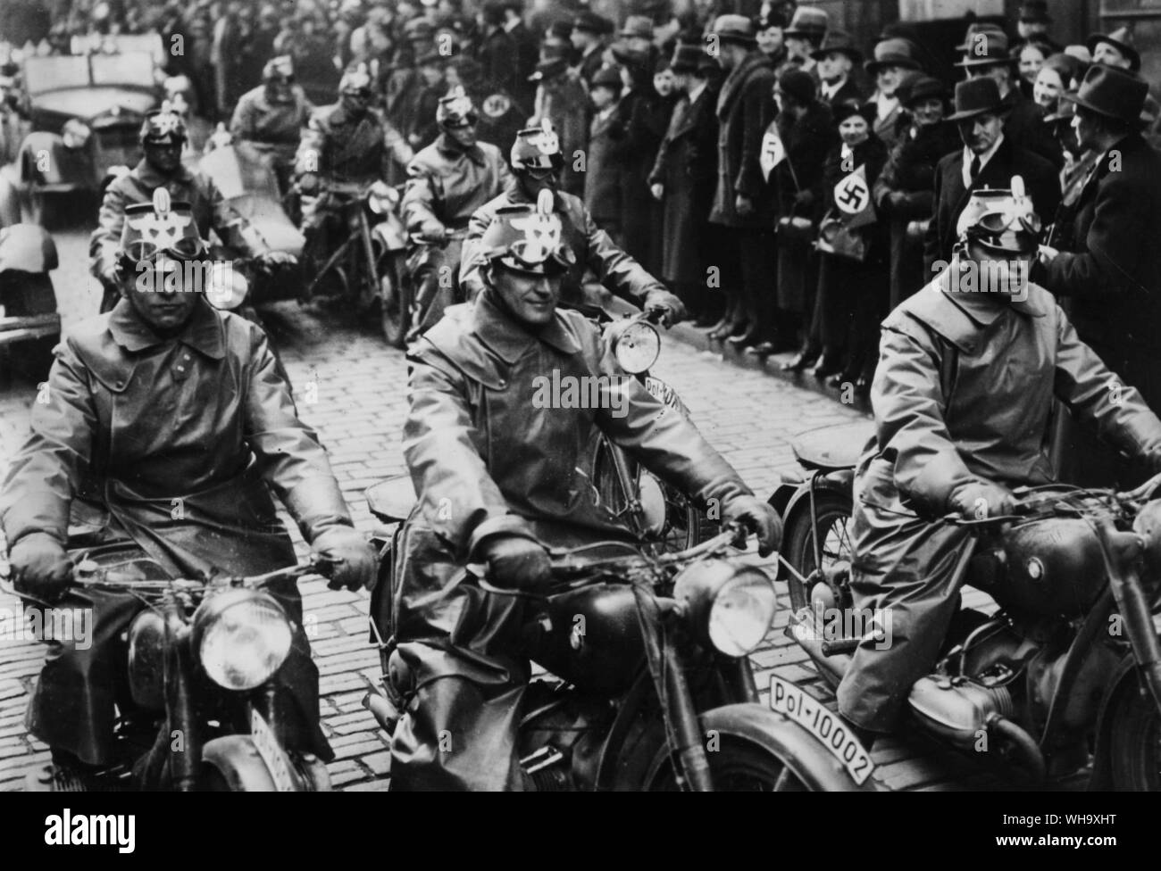 WW1 : la police motorisée allemande à Vienne, 1938. L'Autriche. Banque D'Images