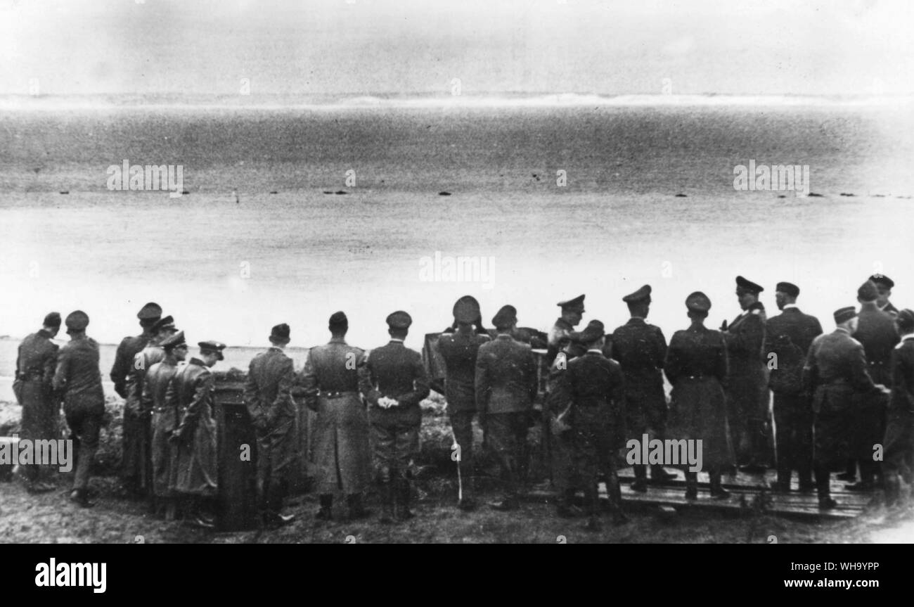 WW2 : Hermann Goering et le personnel sur la côte de la manche française, 1er juillet 1940. Banque D'Images