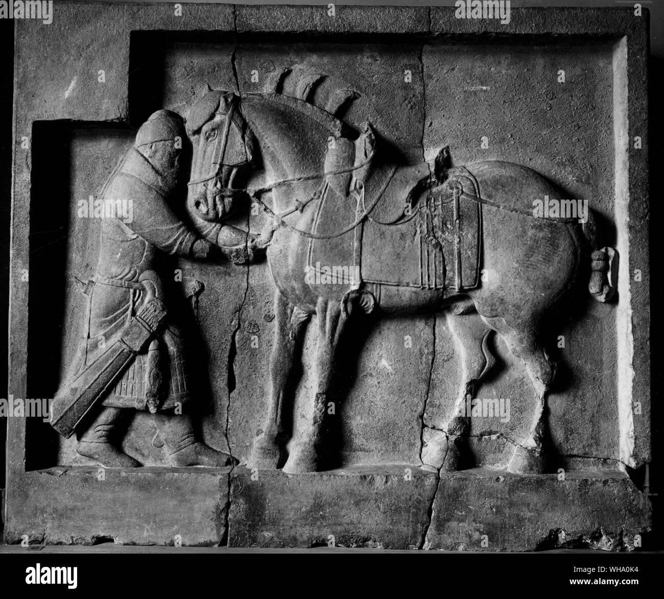 Soulagement de calcaire le tombeau de l'empereur T'ai Tsung, début 7ème siècle. Banque D'Images
