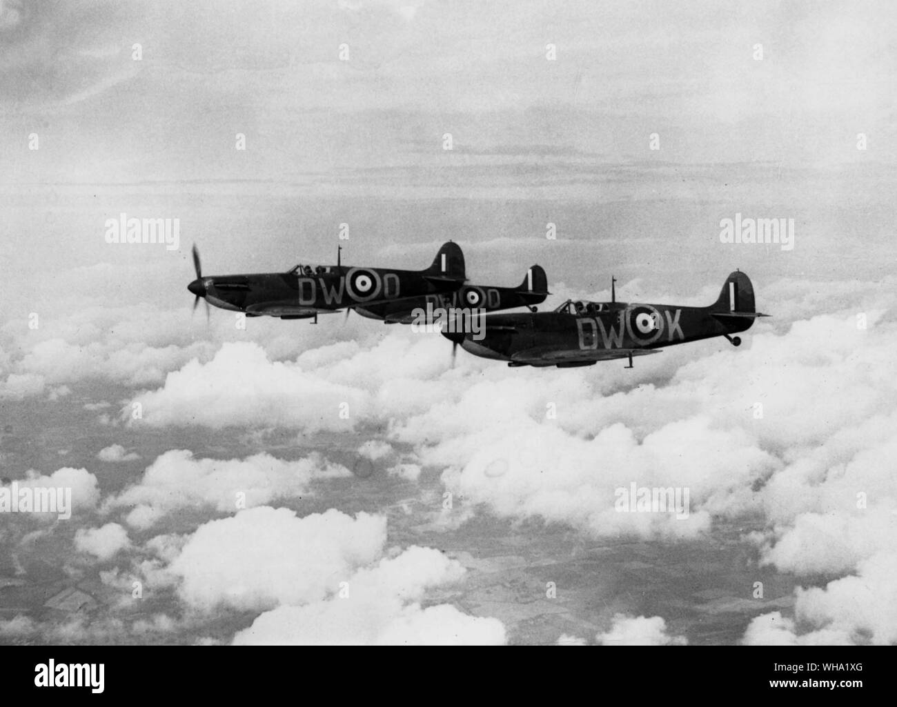 WW2 : Supermarine Spitfire en patrouille. Banque D'Images