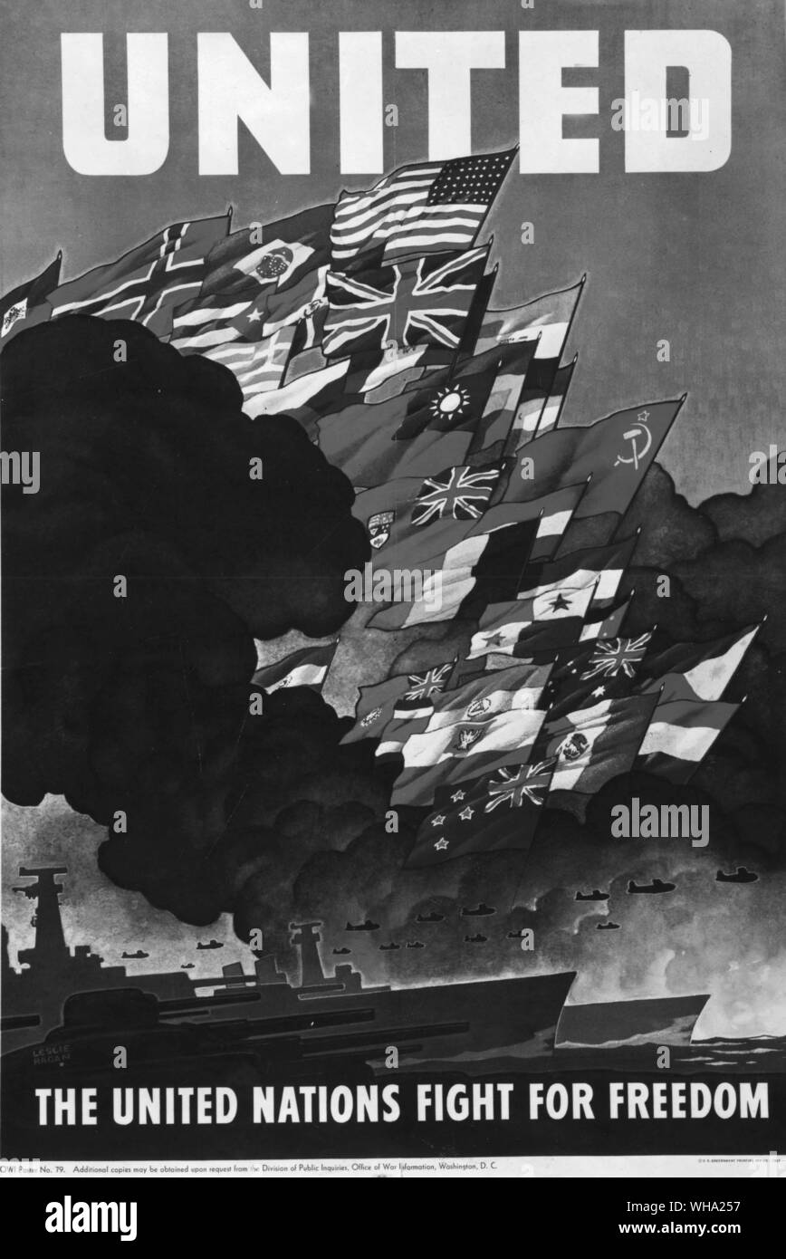 WW2 : War Poster/ UNITED. L'Organisation des Nations Unies pour lutter pour la liberté. Banque D'Images