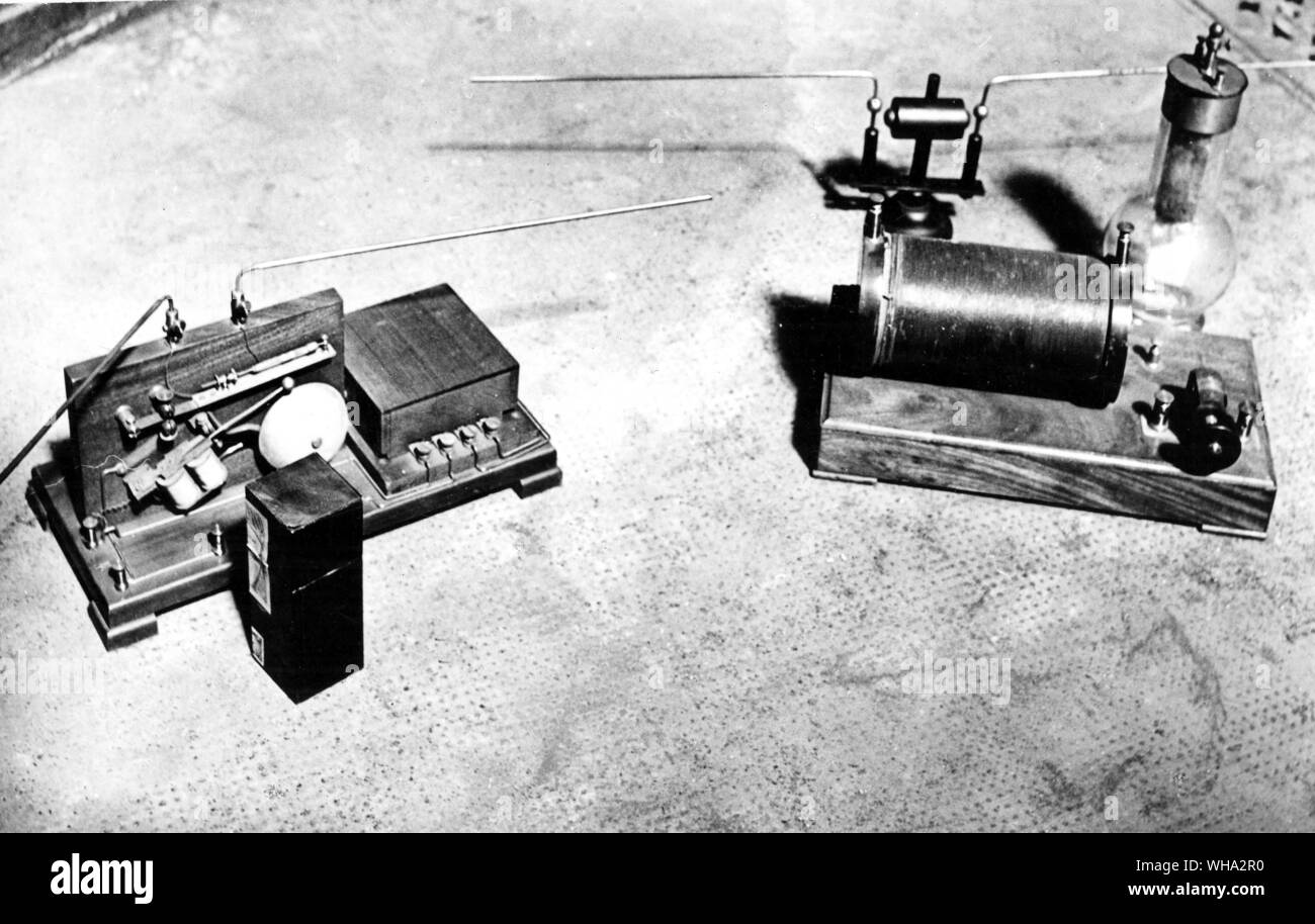 L'appareil d'Holsmeyer chrétienne de 1904 pour prévenir les abordages en mer par l'utilisation de la radio échos. Banque D'Images