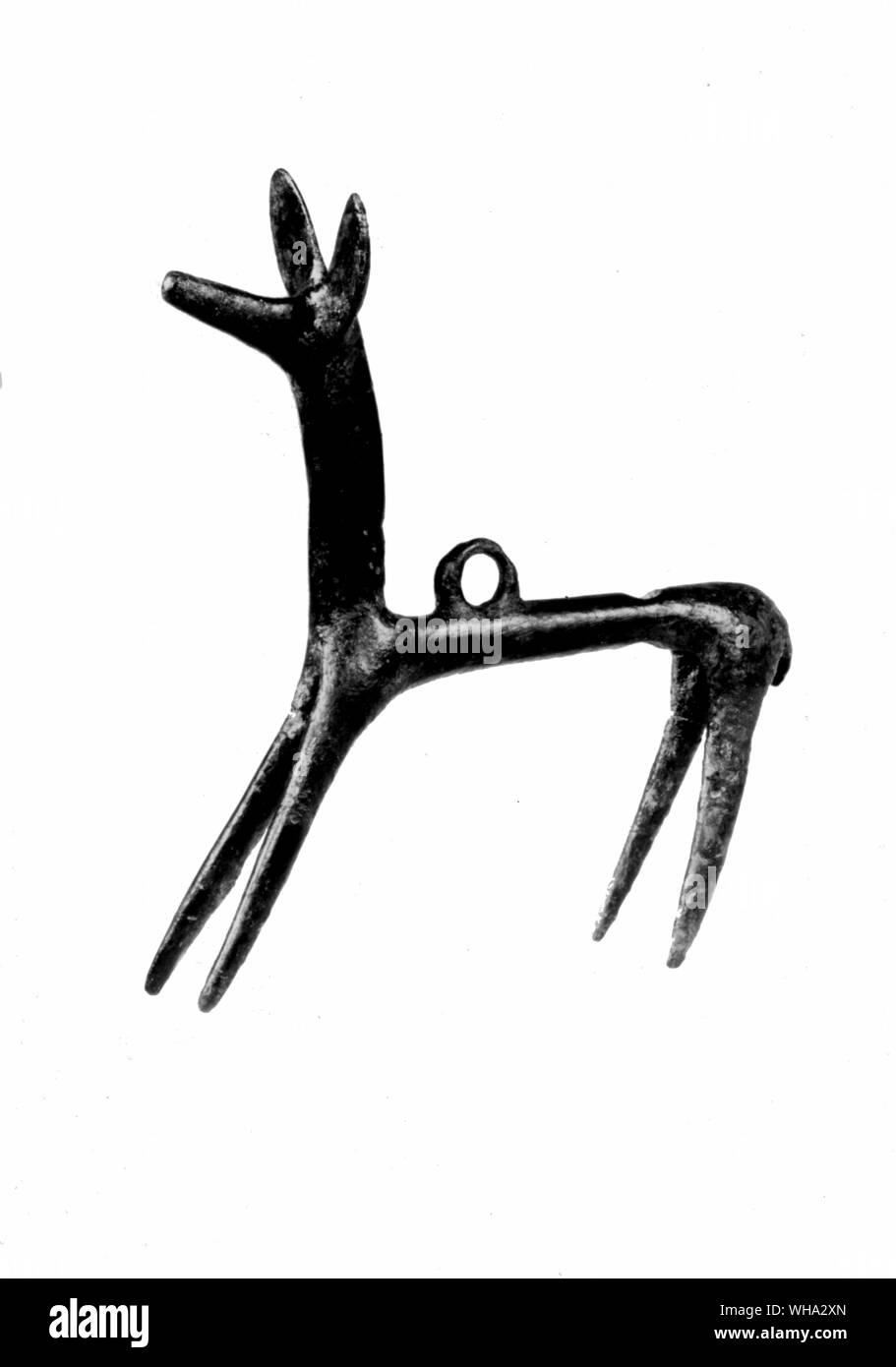 La figure de bronze celtique d'un cerf. Ier siècle avant J.-C. ou plus tôt. Banque D'Images