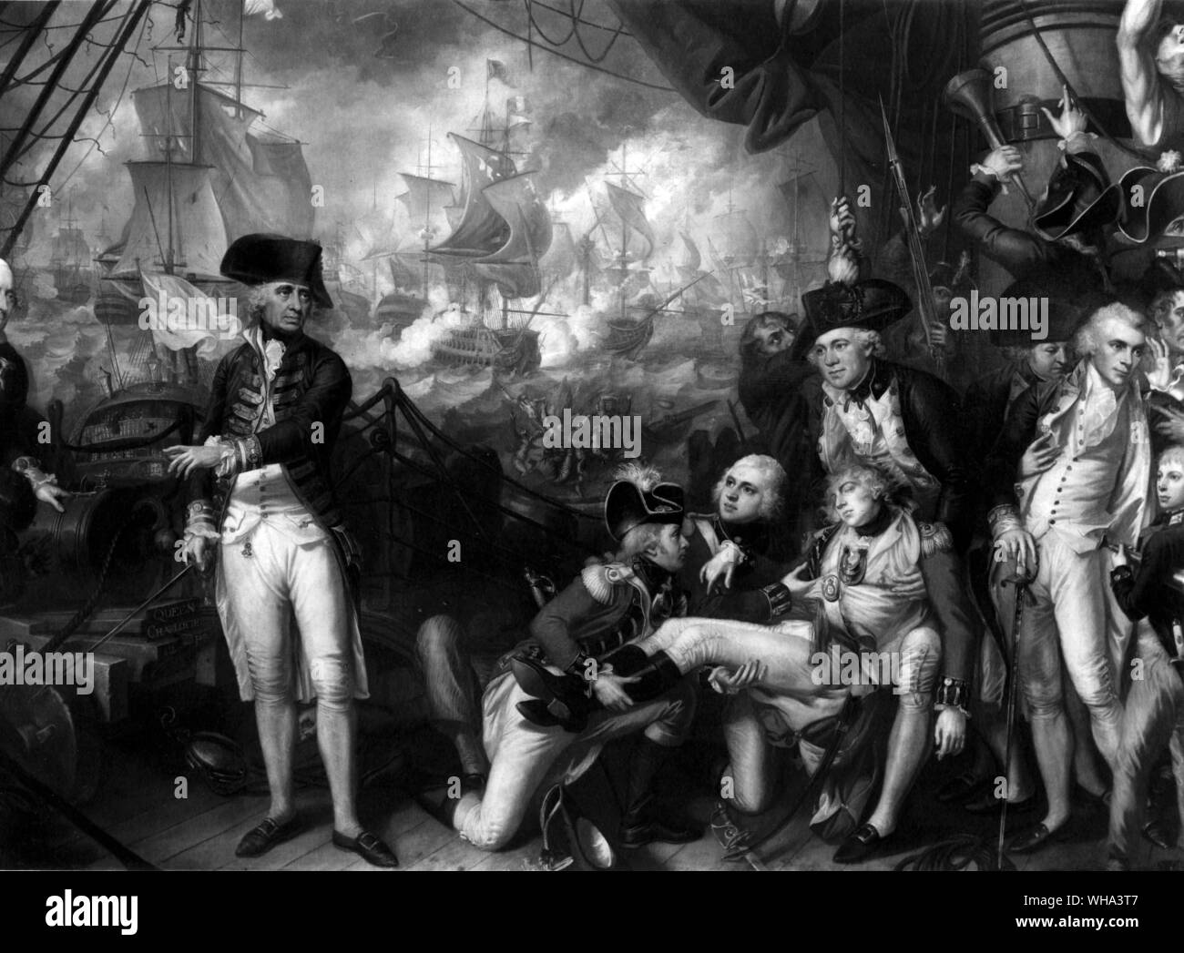 Le comte de Howe sur le pont de la 'Reine Charlotte'. 18 C. La guerre navale Banque D'Images