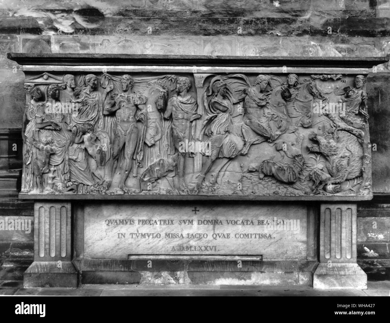 Sarcophage montrant l'histoire d'Hippolyte et Phaedra AD1076 Banque D'Images