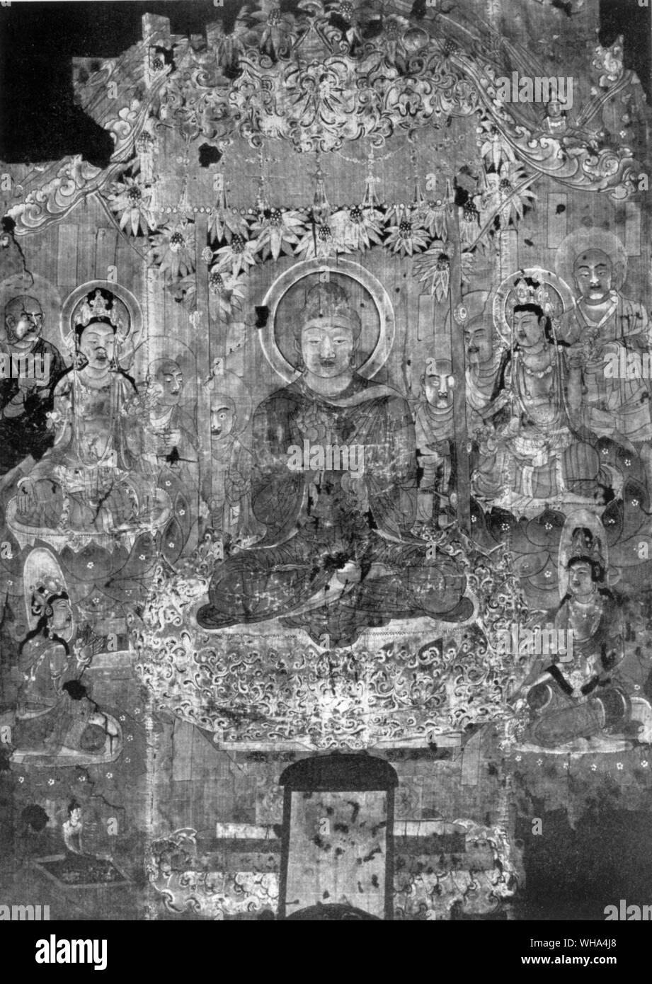 Paradise d'Amitabha. 8e siècle Banque D'Images