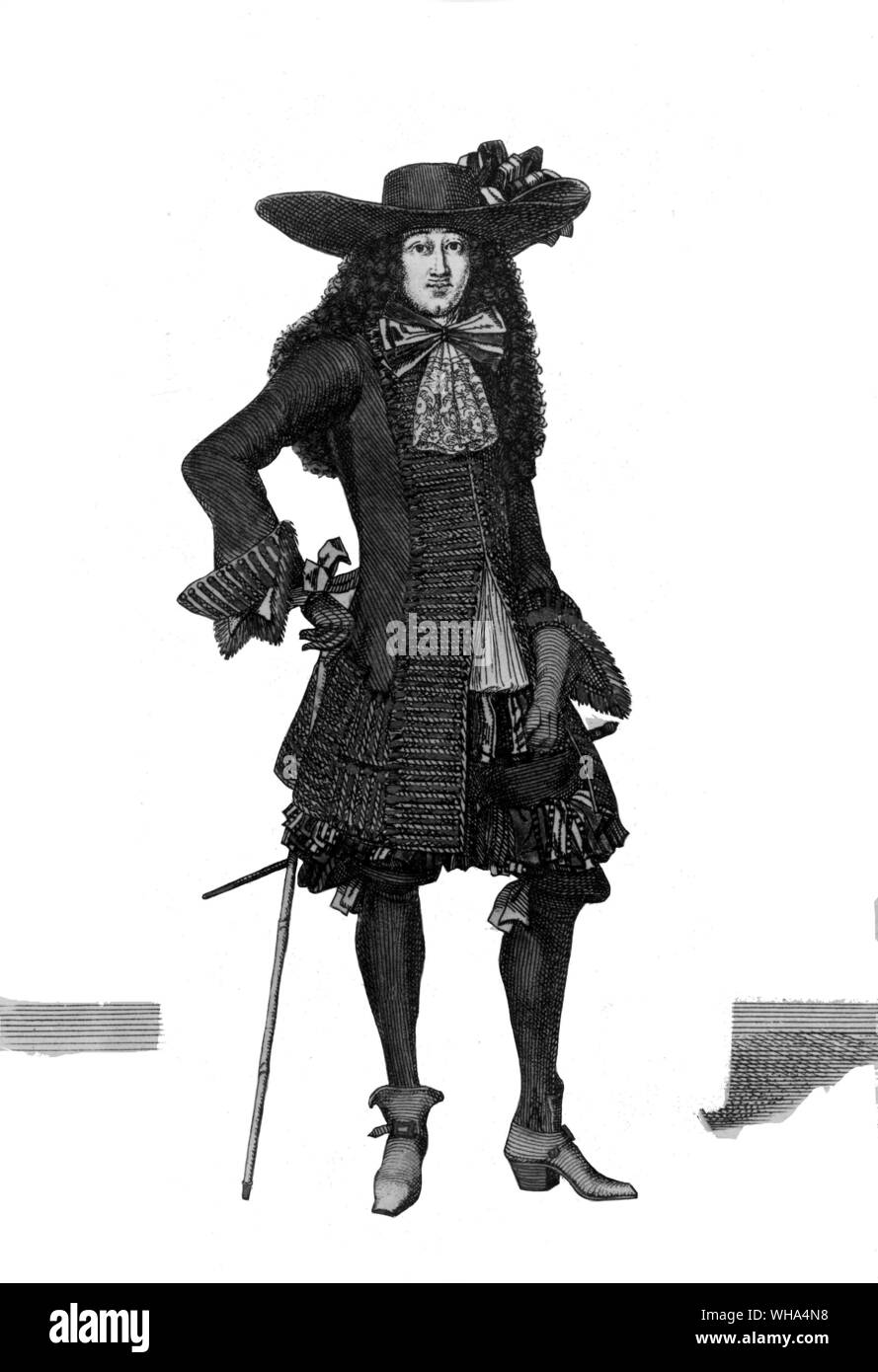 Une courtisane de Londres, d'après un dessin de Macellus Laroon II 1670 - Français de la mode, 1670. Habitude d'Espee. Tiré de l'anglais Samuel Pepys, diariste et administrateur de la marine ; conservés diary 1660-1669 1893-1899 (publié) ; président de la Société royale d' 1633-1703 1684-1686 Banque D'Images