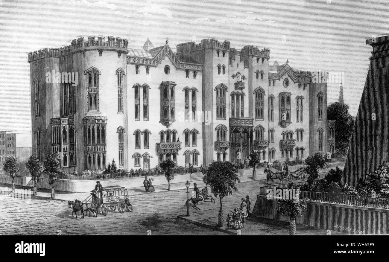 Chambre des Mansions c 1860 . À la cinquième avenue au sud de la 42e Rue. New York Banque D'Images