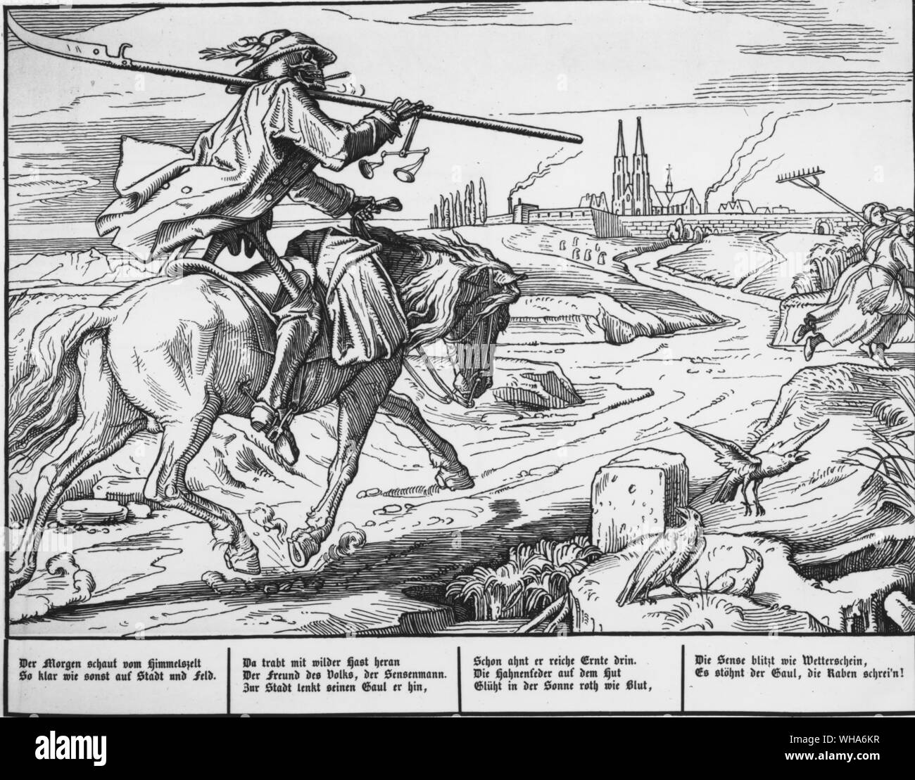 La nouvelle danse macabre, 1 d'une série de 4 gravures sur bois contre-révolutionnaires par Alfred Rethel 1849. RETHEL, Alfred (1816-1859), peintre d'histoire allemande, est né à Aix-la-Chapelle en 1816. Banque D'Images
