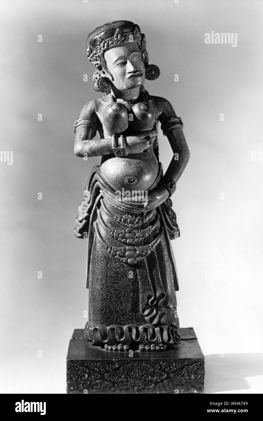 Statue de fécondité de bois peint. Bali 19e siècle Banque D'Images