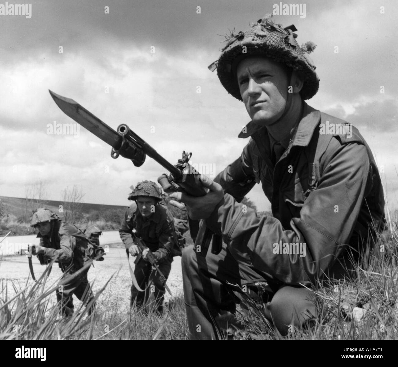 Le Black Watch Regiment lors de l'exercice à Salisbury Wiltshire Juillet 1962. Banque D'Images