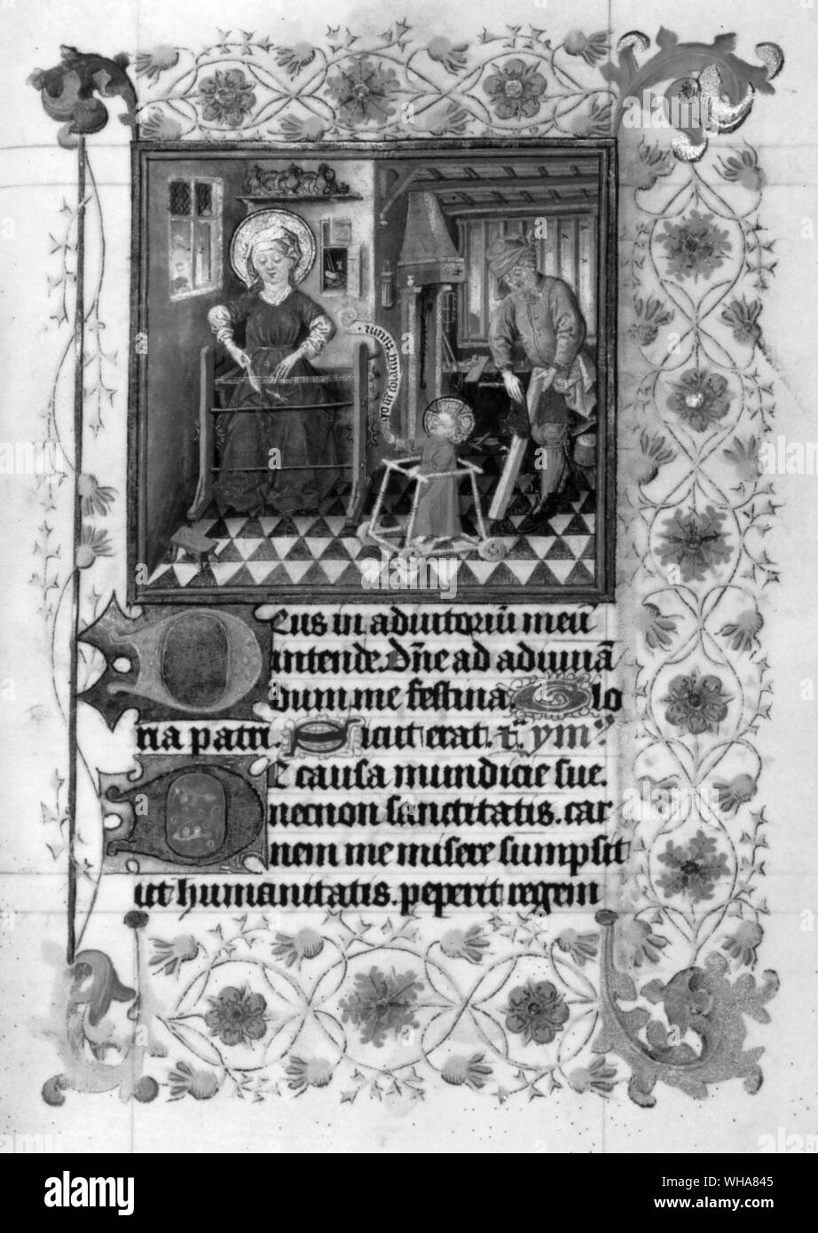 Tissage vierge et le Christ dans un cadre de marche de childs Banque D'Images