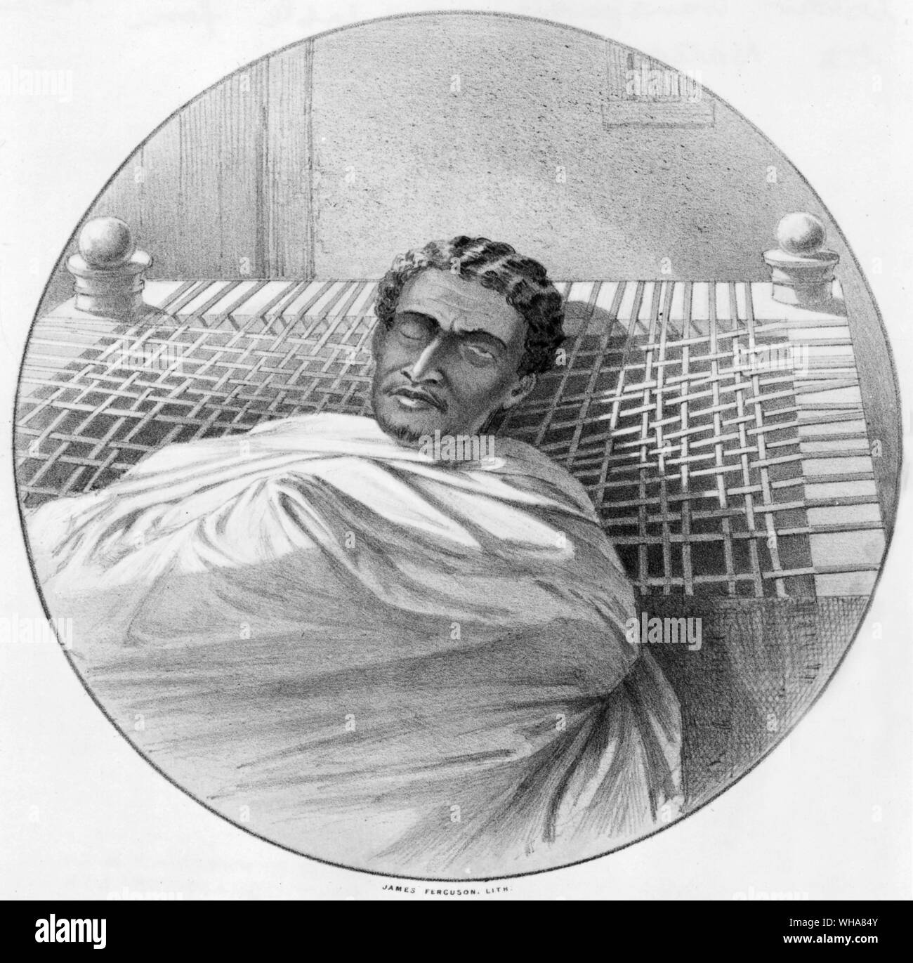 Théodore d'après un croquis pris après la mort par le capitaine C F James. Compte rendu de l'expédition d'Abyssinie en 1870 par T J Holland & H Hozier Vol II. Banque D'Images