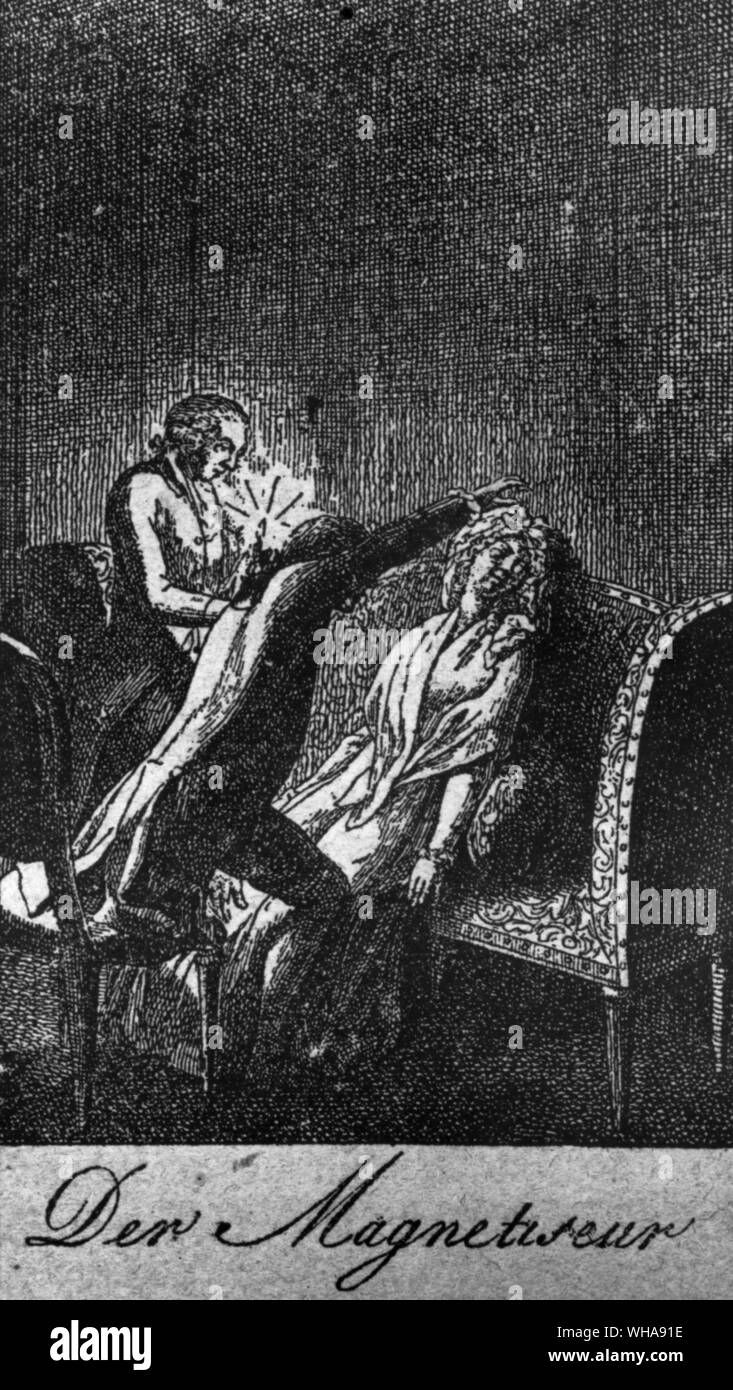 Le traitement par un hypnotiseur. Gravure sur cuivre par D Chodowecki Banque D'Images