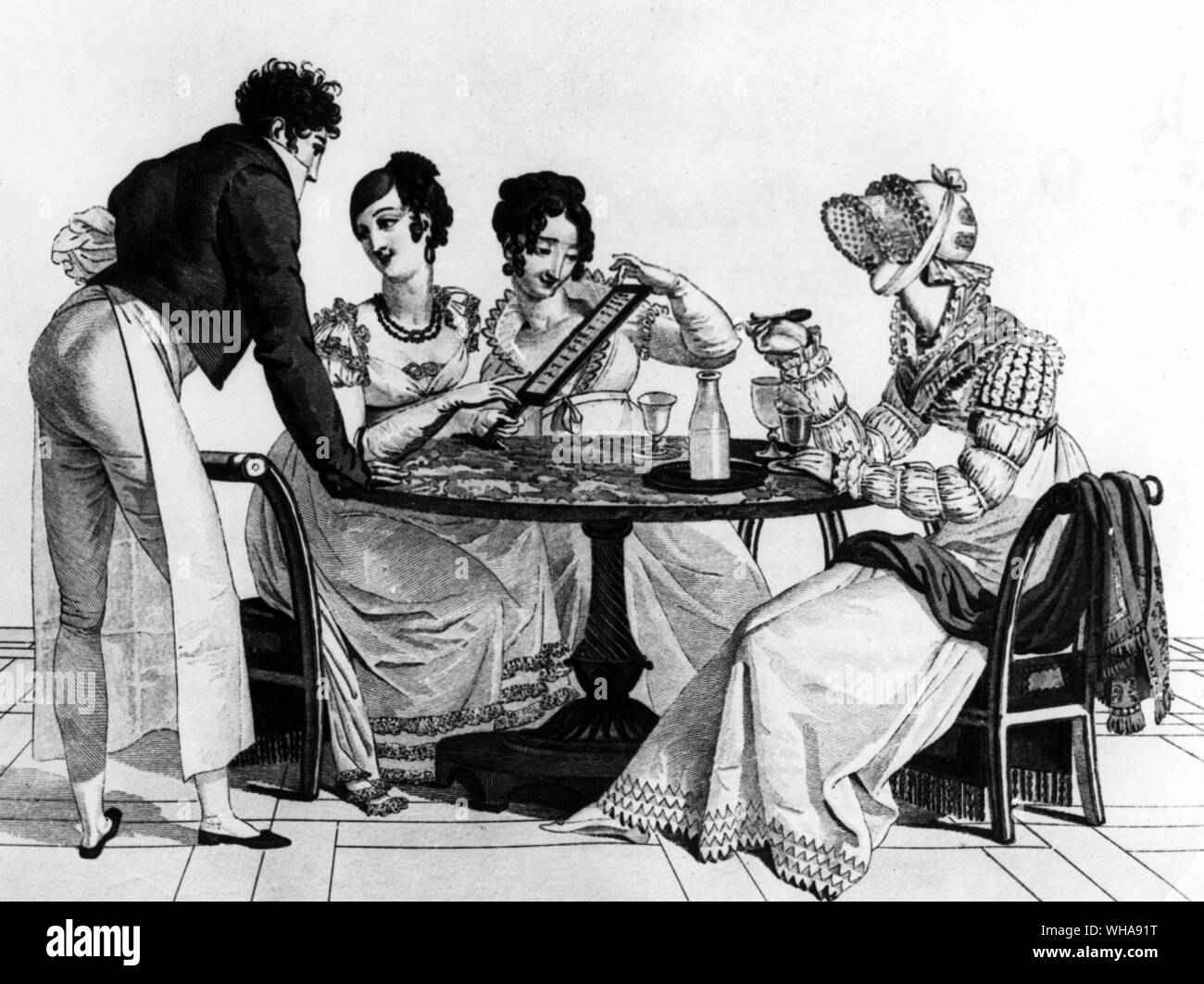 Salon de thé. Salon de l'. c 1810. Banque D'Images