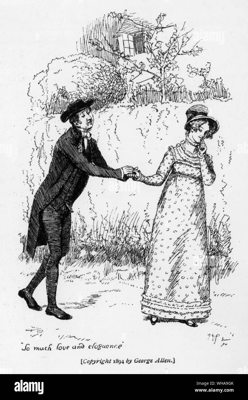Tant d'amour et de l'éloquence'. . La ligne est de Jane Austen, Orgueil et préjugés, et la scène est le moment que le ridicule Mr Collins propose de Charlotte Lucas et est accepté.. . 1894 George Allen Banque D'Images