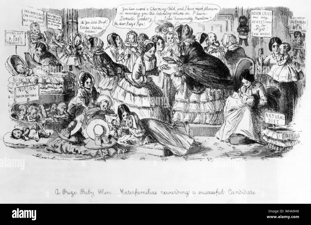 Un prix Baby Show . Materfamilias récompensant un candidat reçu. 1855. John Leech Banque D'Images