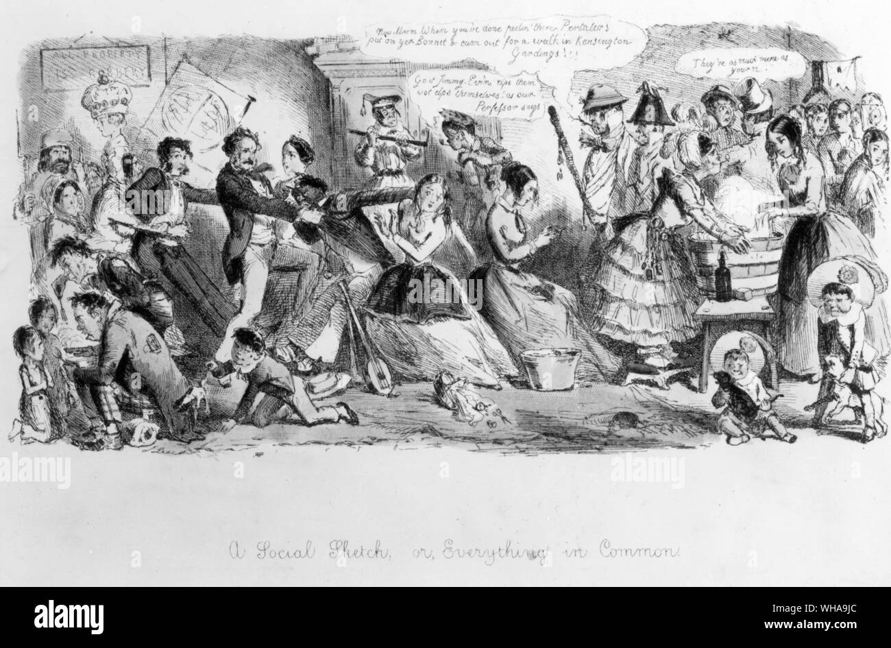 Un croquis ou sociale tout en commun par John Leech. 1850 Banque D'Images