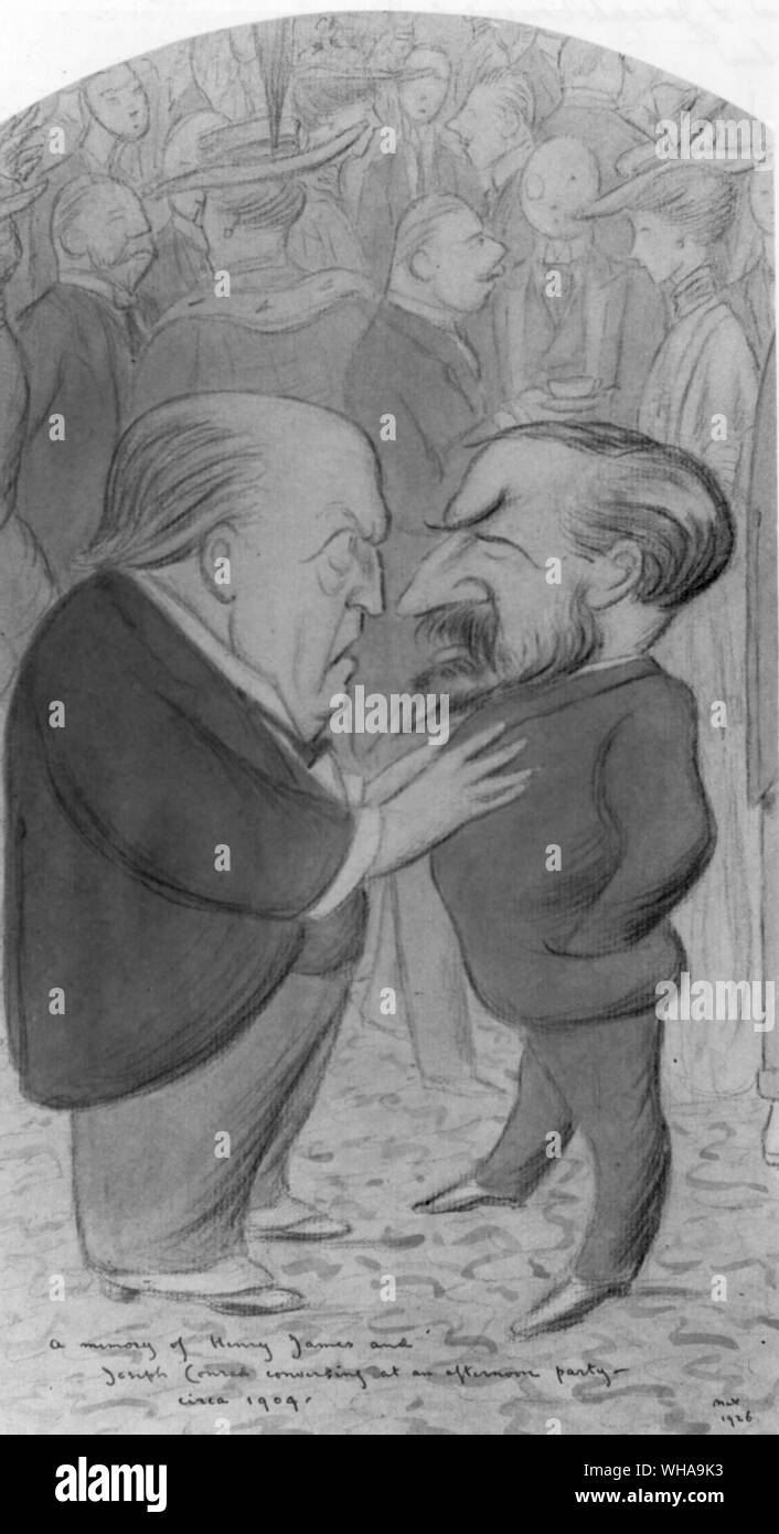 Henry James et Joseph Conrad la conversation lors d'une partie de l'après-midi. par Max Beerbohm. 1904 Banque D'Images