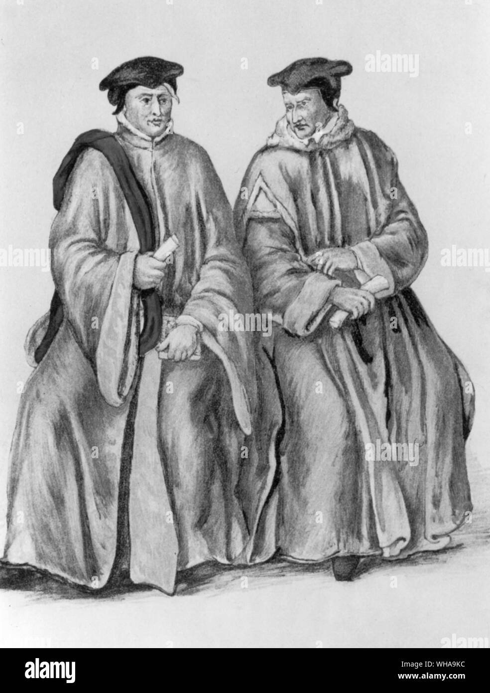 Les juges dans leurs robes mi 16ème siècle. Banque D'Images