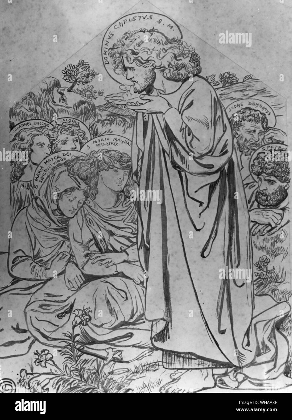 Sermon sur la montagne. Cartoon pour vitrail par Dante Gabriel Rossetti Banque D'Images