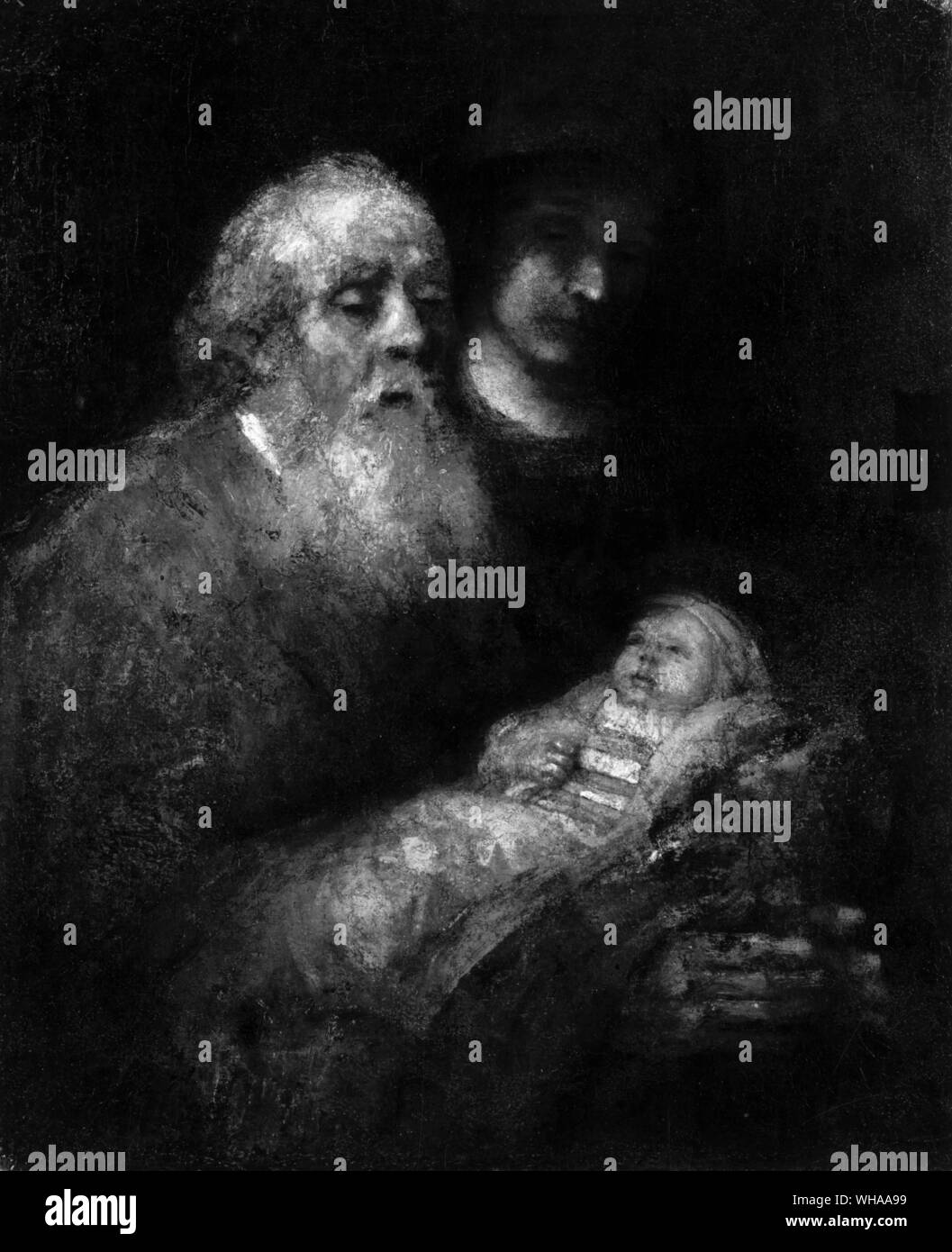 Rembrandt. Siméon et Jésus. Présentation au Temple. 1669. Banque D'Images