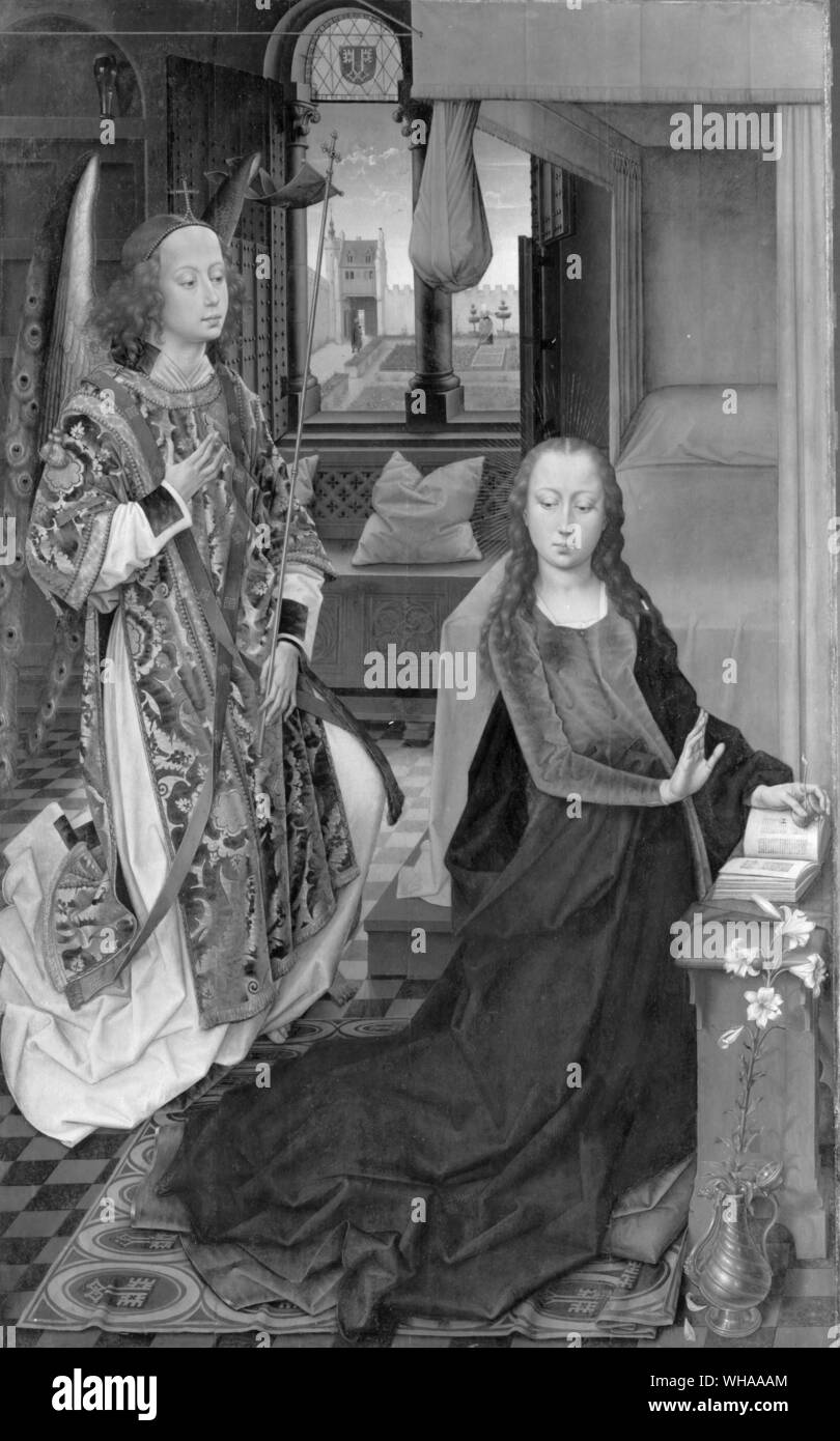 L'Annonciation. Hans Memling. Peintre flamand 1465 d 1494 c active Banque D'Images