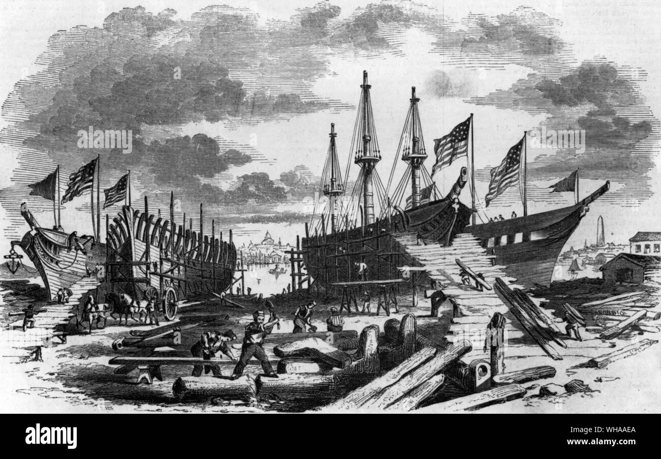 Bâtiment de Bateau à East Boston 1855 Banque D'Images