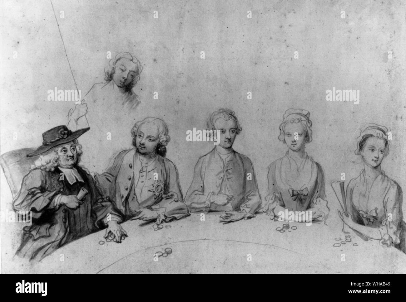 William Hogarth . Tableau des risques. L'anglais William Hogarth, caricaturiste, peintre et graveur,  1697-1764 . . Banque D'Images