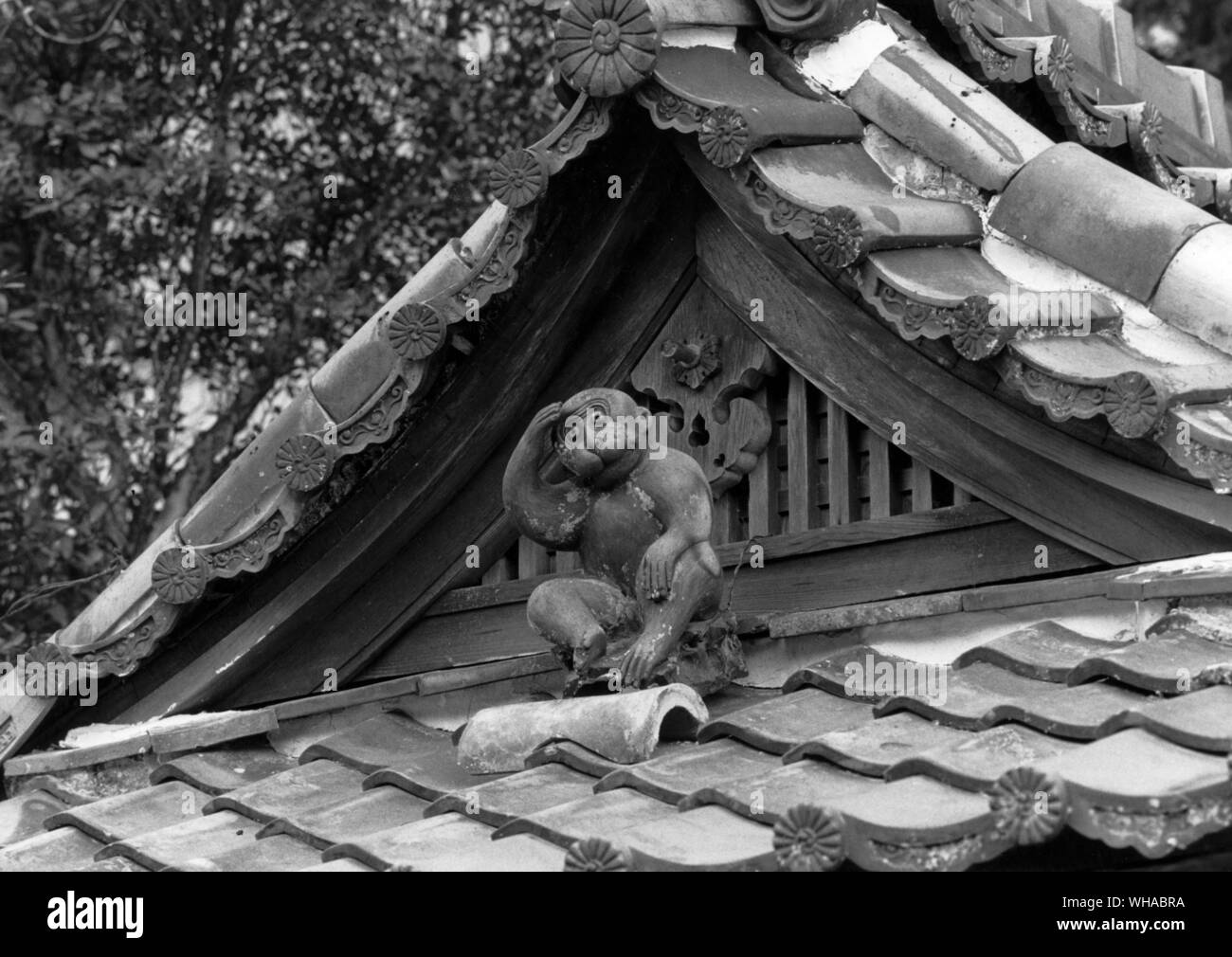 Guardian singe à Sekizan-Zen au temple de Kyoto dont la tâche était de protéger le palais impérial de mauvaises influences qui au 8ème siècle lorsque le Protocole de Kyoto a été faite la nouvelle capitale est venu du nord-est Banque D'Images
