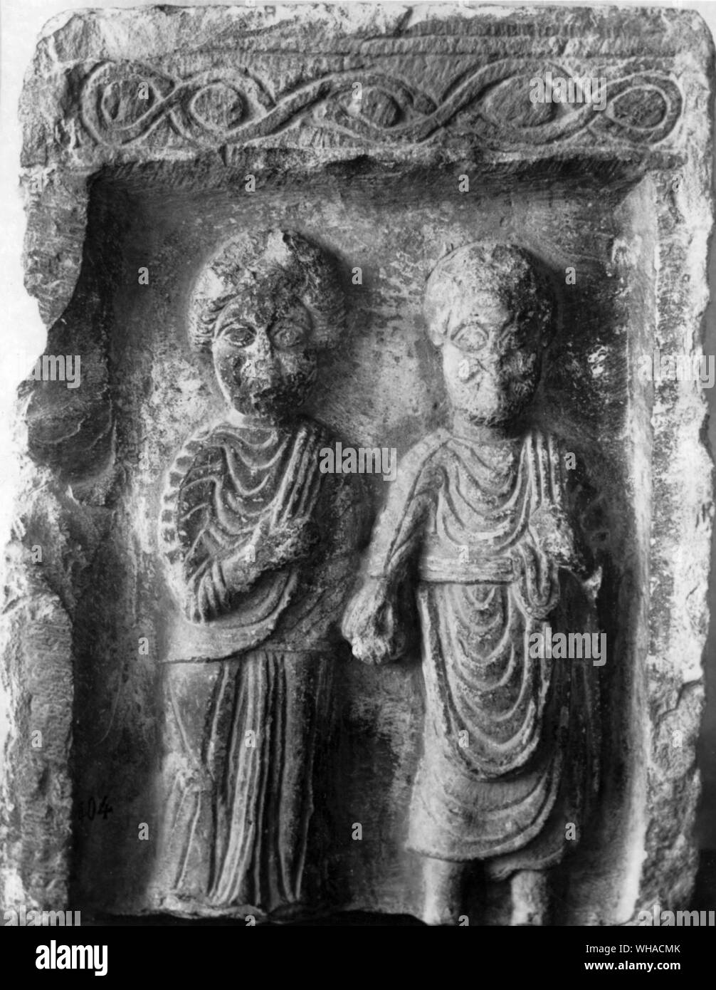 Provincial romain Sculpture 4ème siècle . Stèle sépulcrale de mari et femme. Florence Banque D'Images