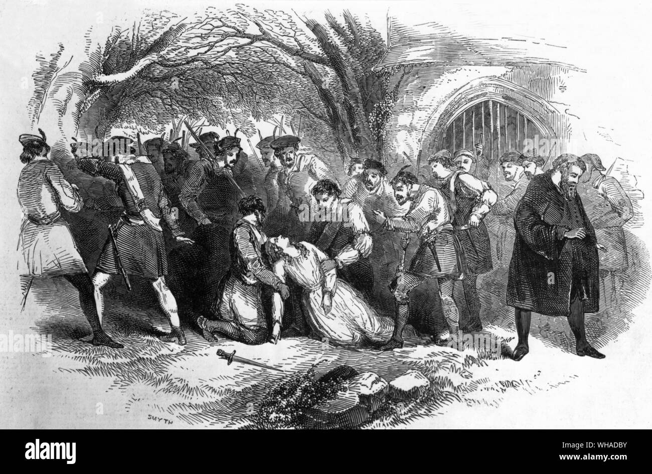 Gardoni, Lind et Lablache dans la dernière scène de la première mondiale de Verdi's I Masnadieri au Her Majesty's Theatre. 22 Juillet 1847 Banque D'Images