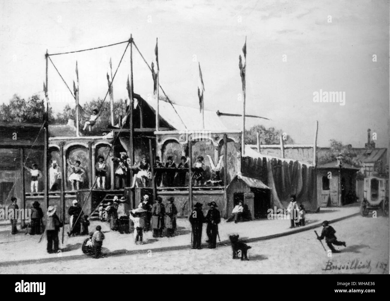 Le stand du lutteur Dubois en 1870 par Bussilliat Banque D'Images