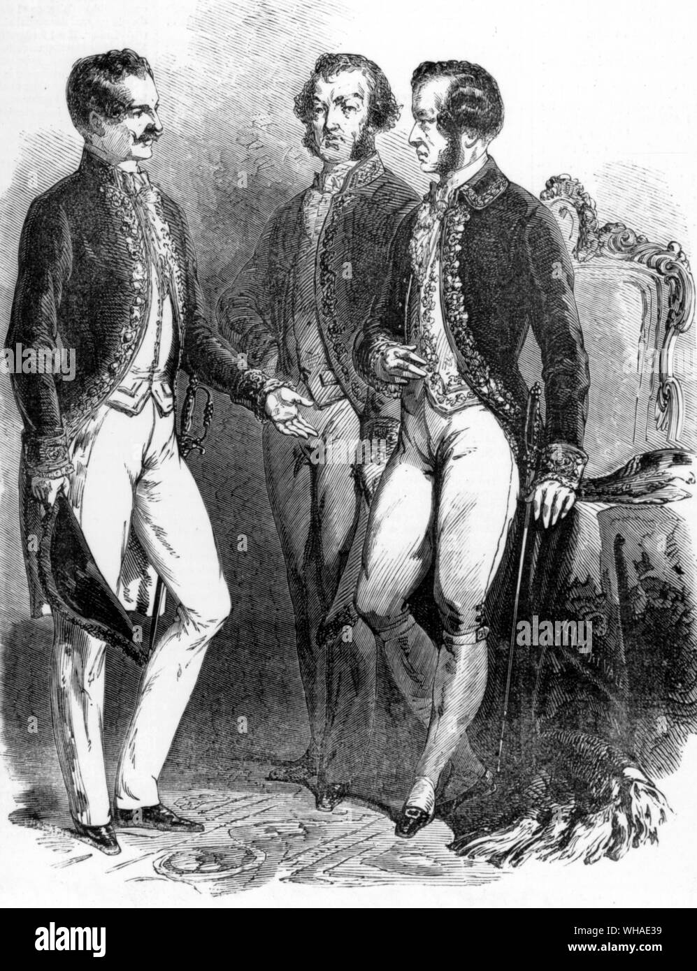 À partir de l'illustration du 22 janvier 1853. Deux costumes pour la Cour Banque D'Images