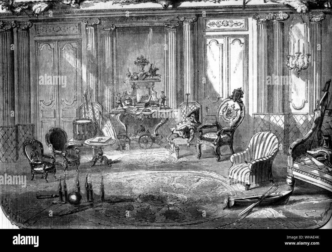 Le Monde illustre 21 janvier 1860. Le Prince Impérial (fils de Napoléon III) vacances au palais des Tuileries Banque D'Images
