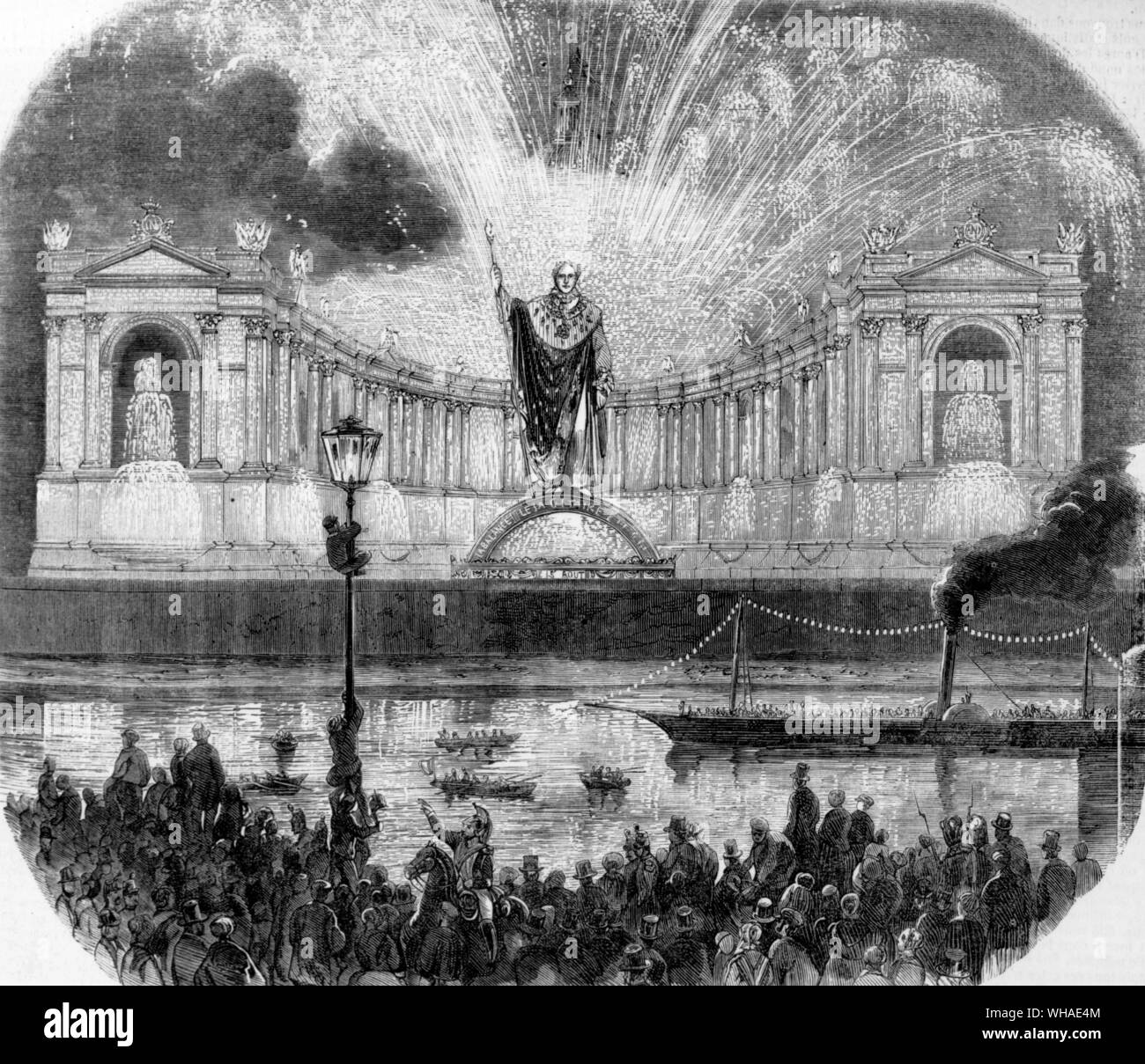 À partir de l'illustration du 20 août 1853. D'artifice pour l'anniversaire de l'empereur le 15 août Banque D'Images