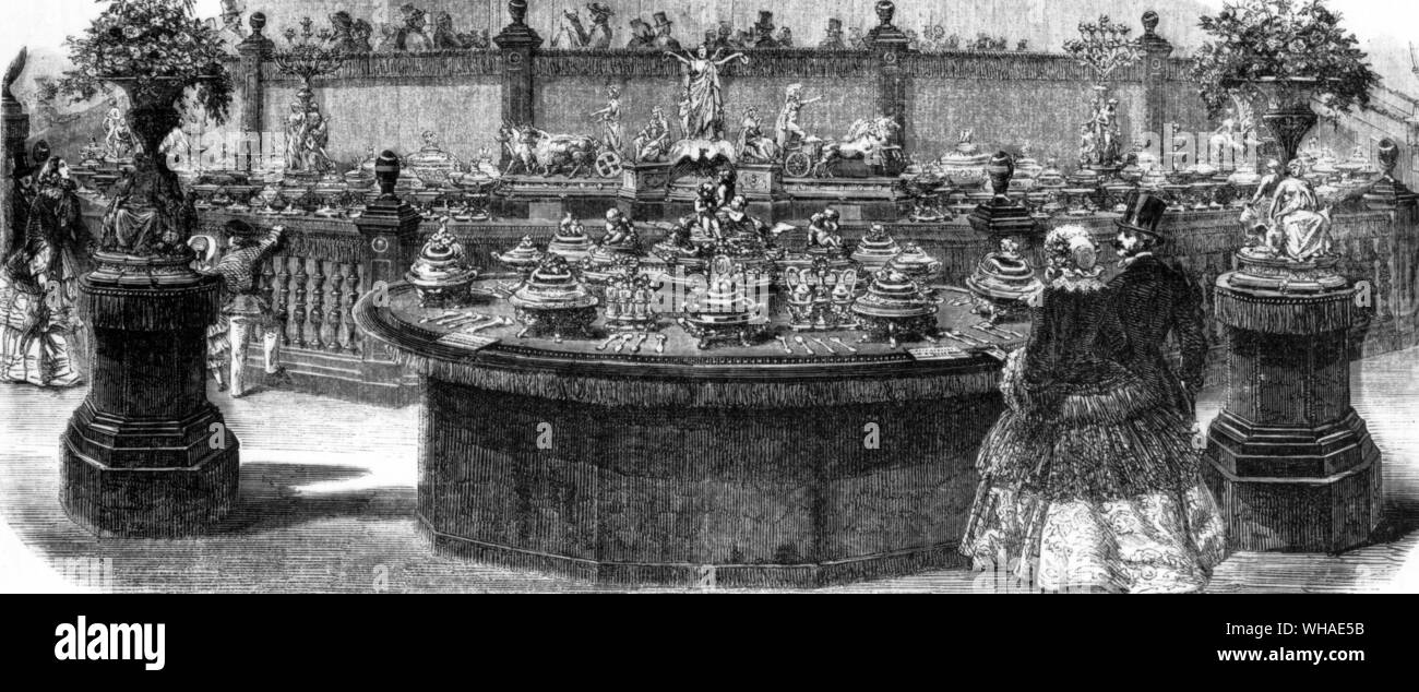 À partir de l'illustration du 17 novembre 1855. Le service de table de Napoléon III à partir de l'orfèvre Christofle, présentée à l'Exposition de Paris 1855 Banque D'Images